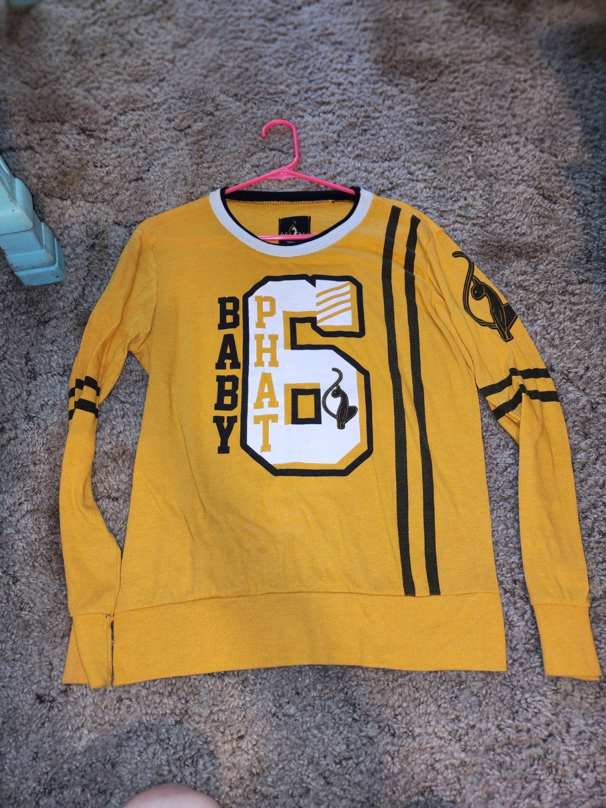 Vintage Y2K Baby Phat Women’s Long Sleeve T-Shirt Yellow Orange Large