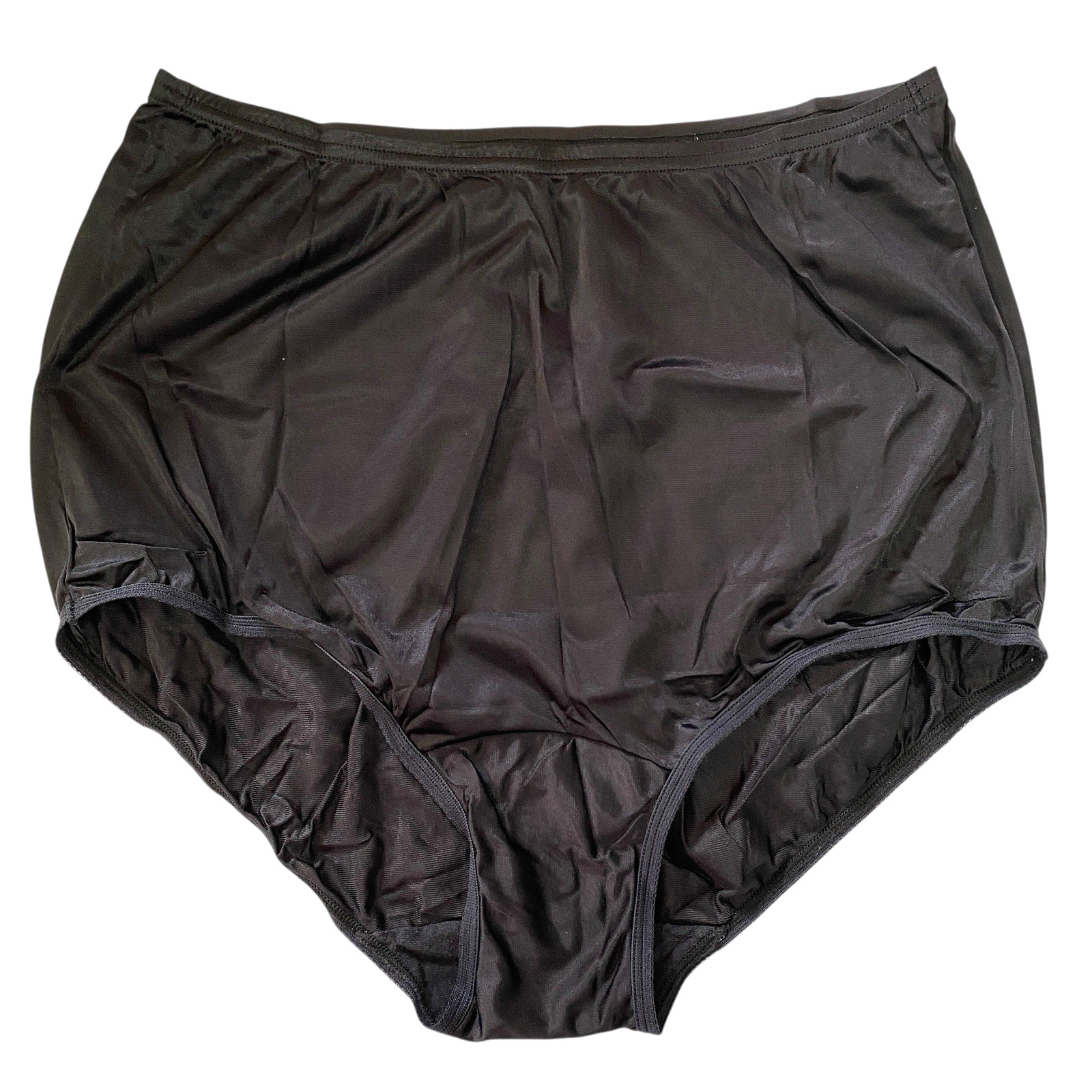 Vintage Vanity Fair Panties Nylon 6/42 Granny Brief Wide Gusset 15712 Black
