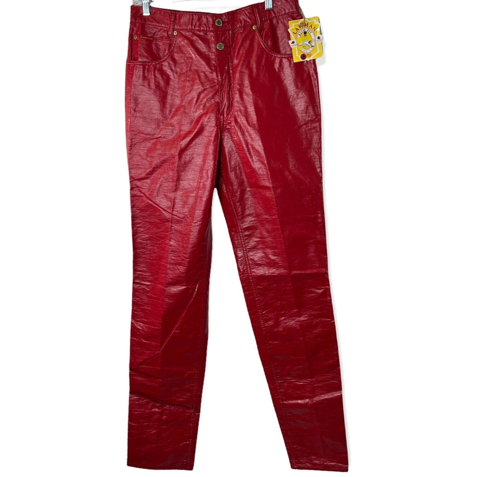 New Lawman Womens Pants Western Red Metallic Coated Slim Fit Bootcut Sz 12
