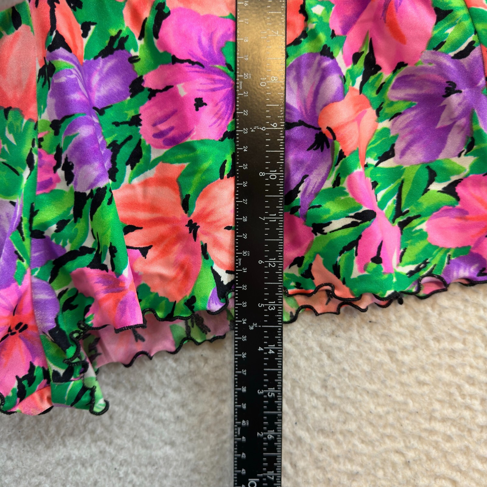 90s Vintage Swim Bottom Shorts 12 Large Colorful Neon Floral Retro Mod 70s 80s