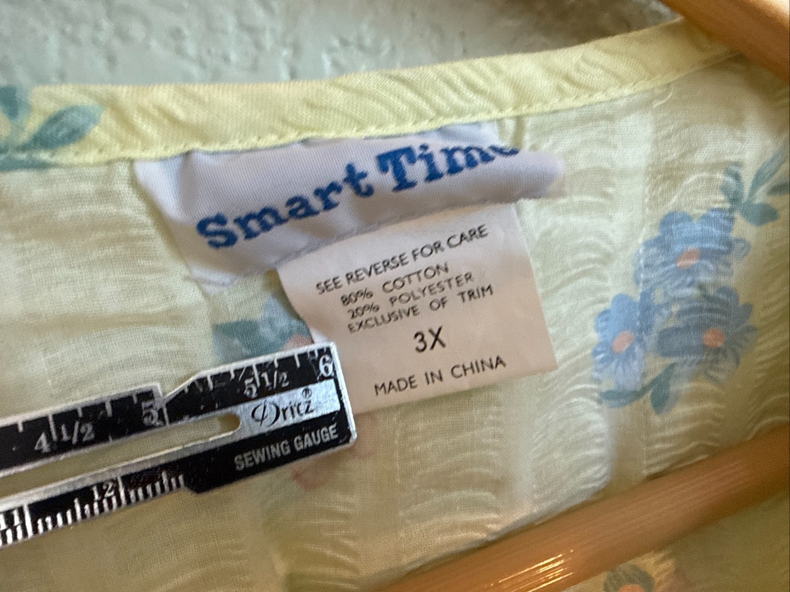 Vintage Housecoat Robe 3X Smart Time Yellow Floral Seersucker NOS NEW TAGS