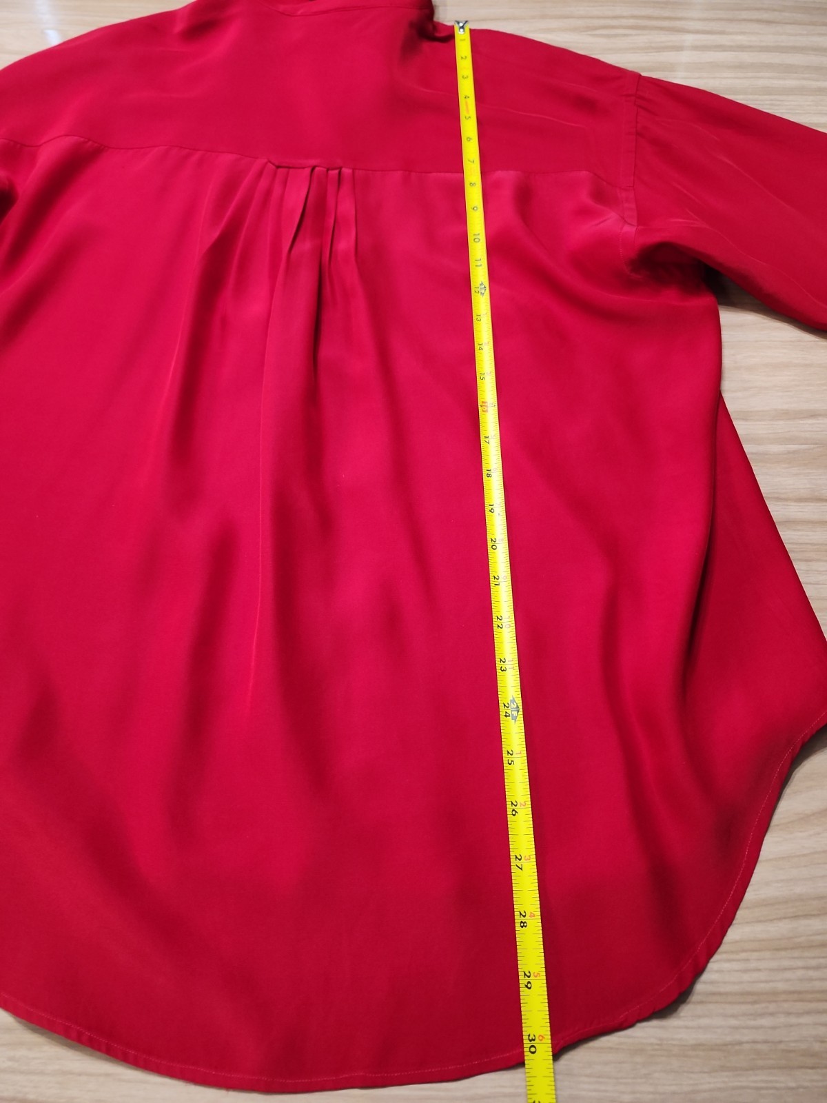 Vintage Blouse KIKIT Maurice Sasoon Sz S 100% Silk Red Long Sleeve Button Up…