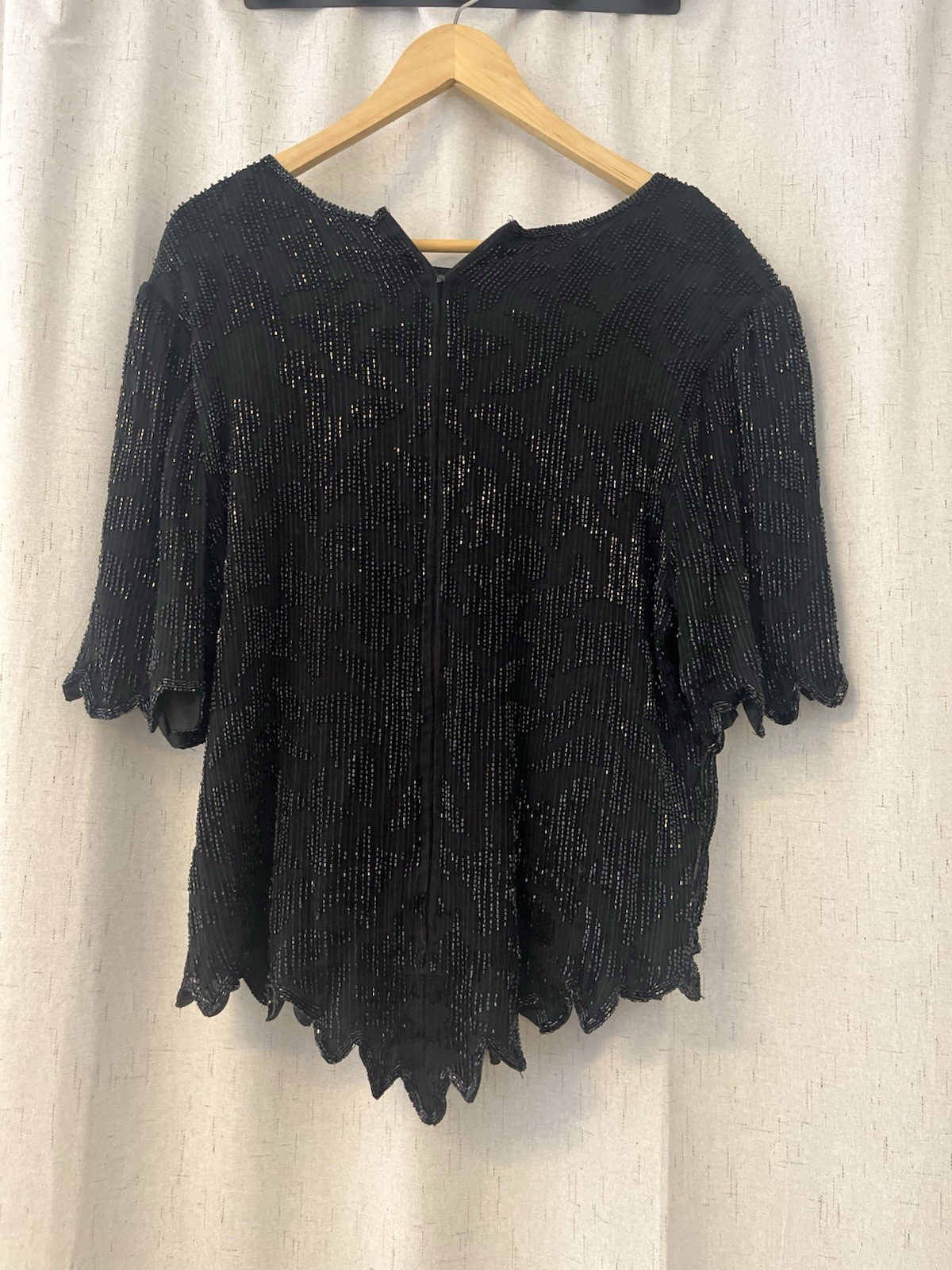 Lawrence Kozar Vintage 80s Women’s Black 100% Silk Long Blouse