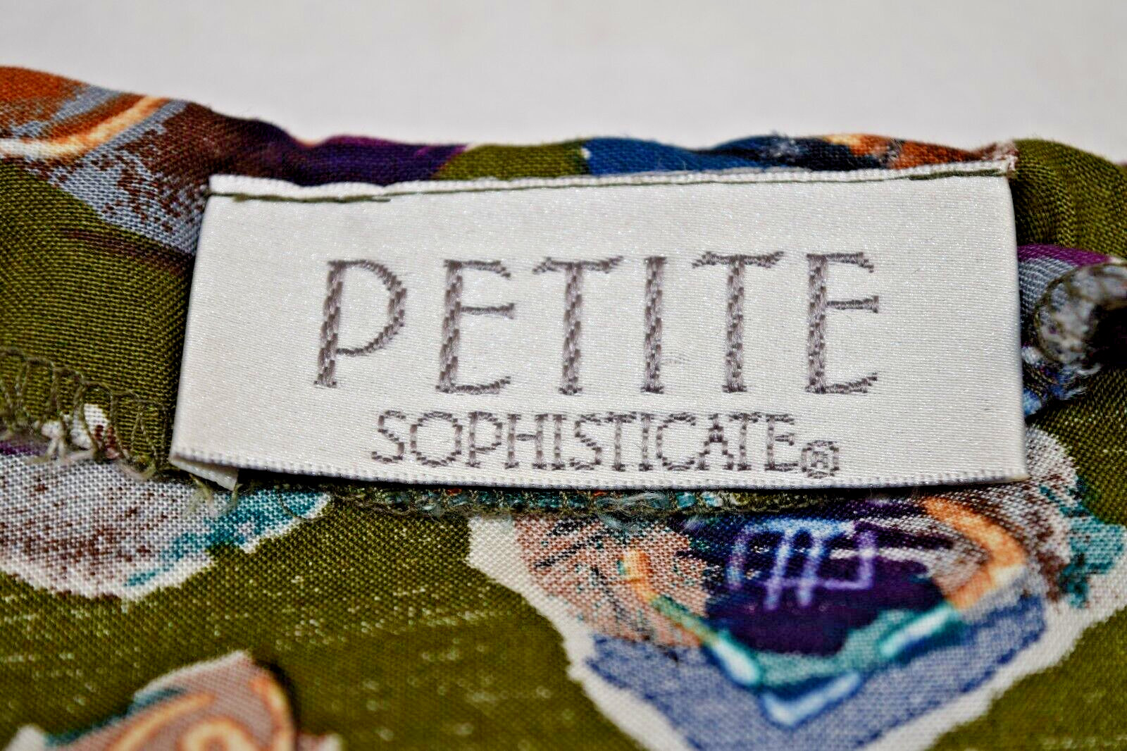 Vintage Romper Petite Sophisticate Size S 90s Olive Green Watercolor Rayon