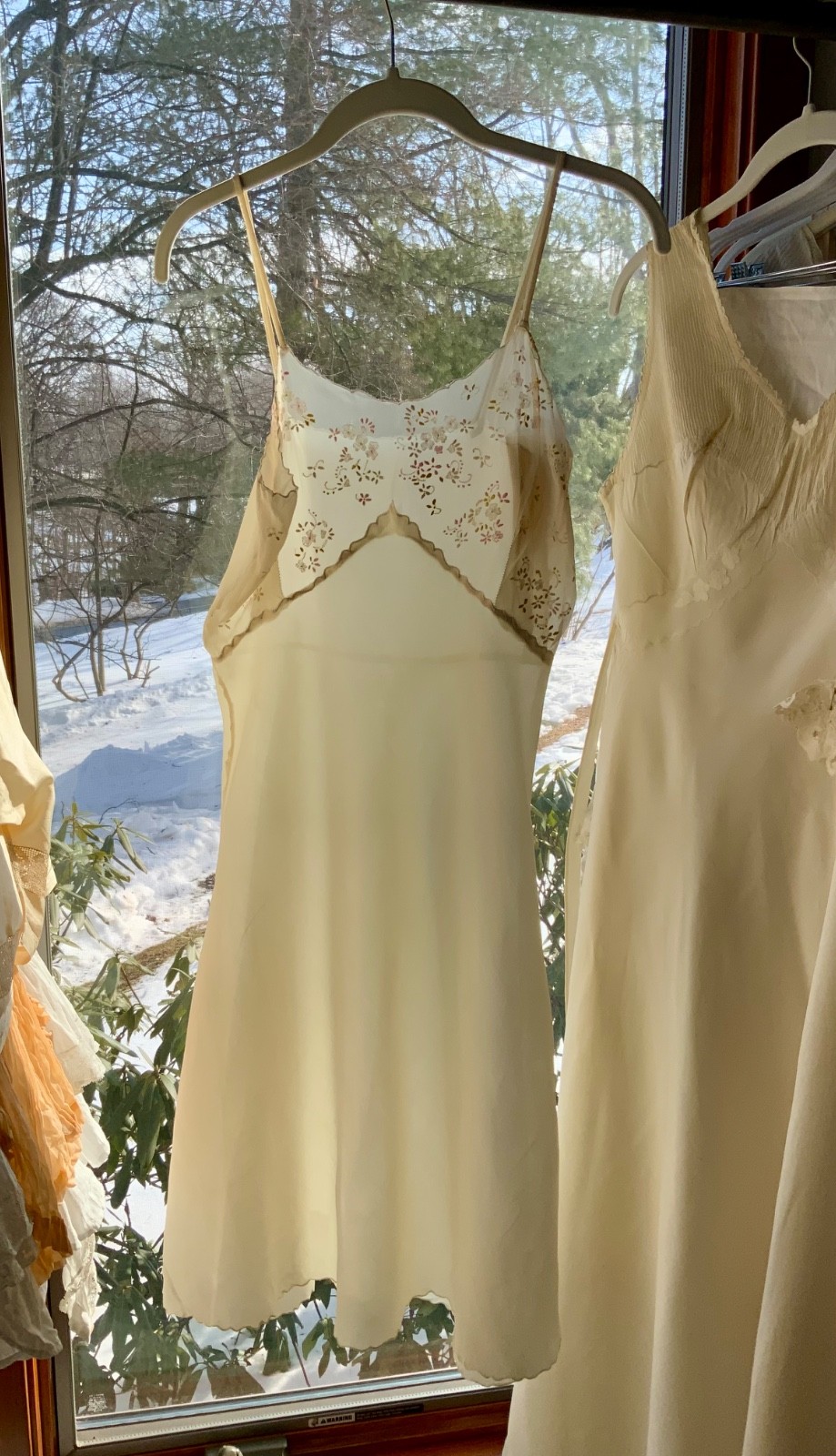 1920s–30s Pure Silk Embroidered Slip Dress-XS