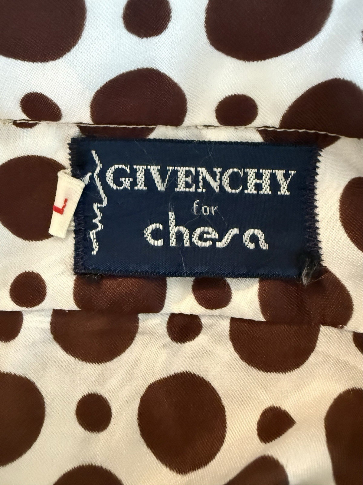 Vintage Givenchy For Chesa Brown Polka Dot Blouse W 70s Lapels Lg Broken Buttons