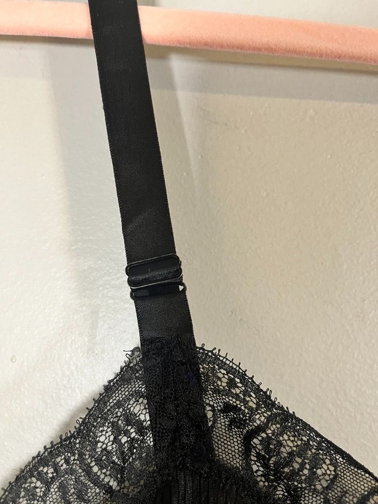 Vintage Floral Lace Lingerie Slip Dress Black 38 Retro Festive Sexy Feminine 60s