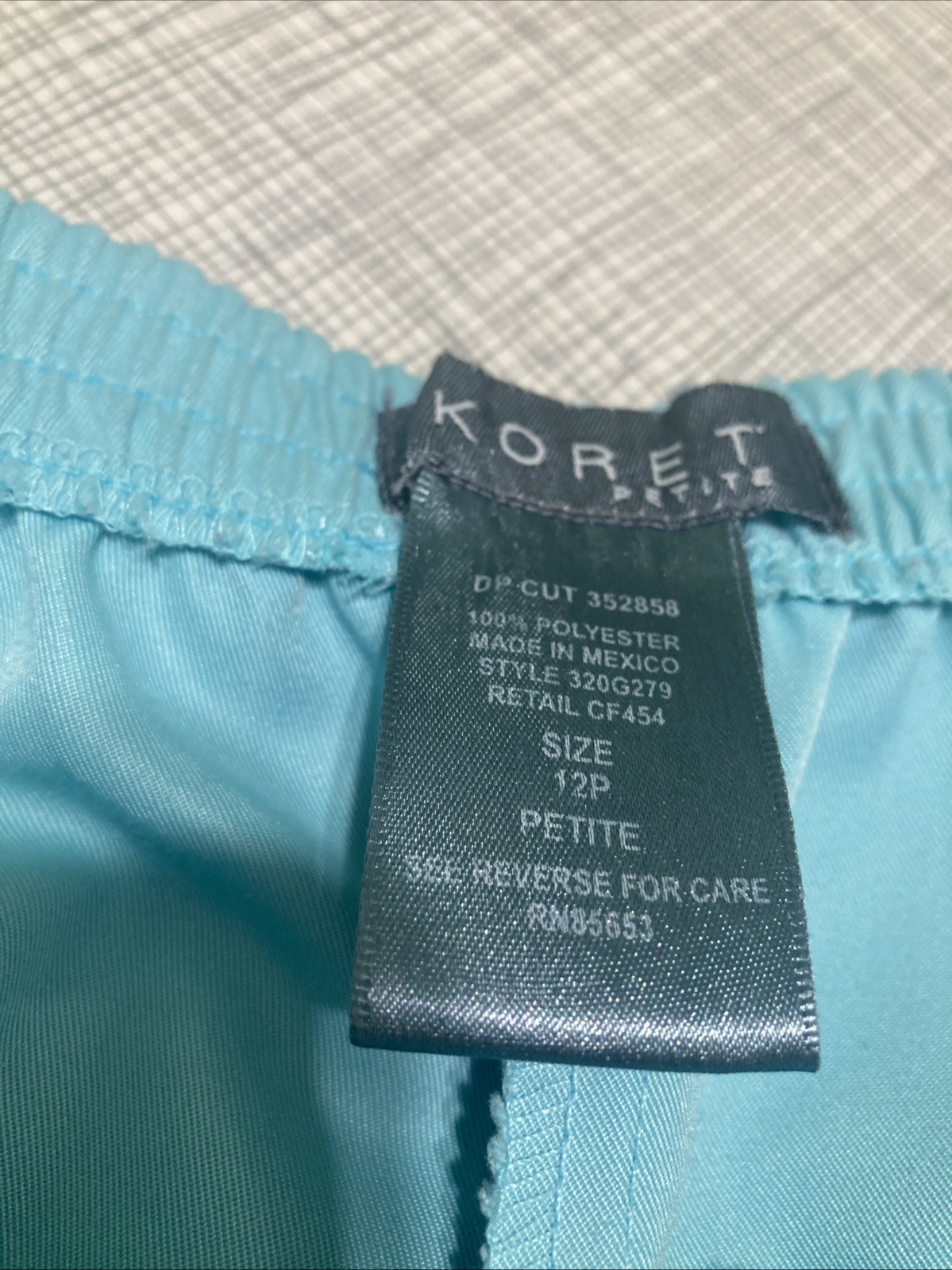 Vtg 90s Koret Petites Pants 12P Mint Green Elastic Waist Peachskin Polyester