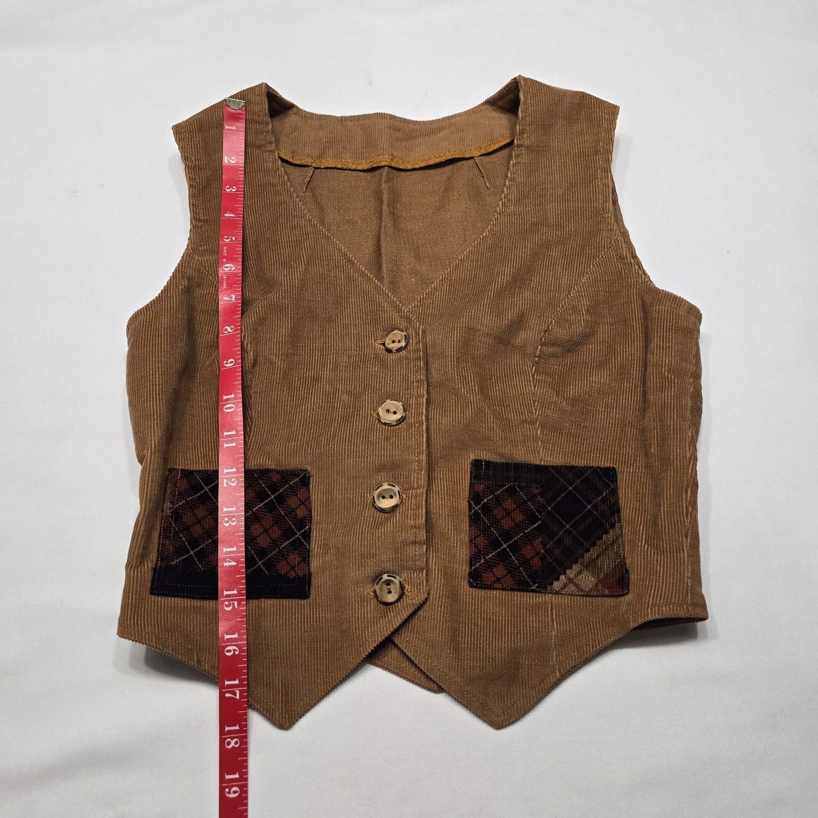 Vintage 60’s Courderoy Patchwork Vest & Midi Skirt Outfit Brown & Orange Boho