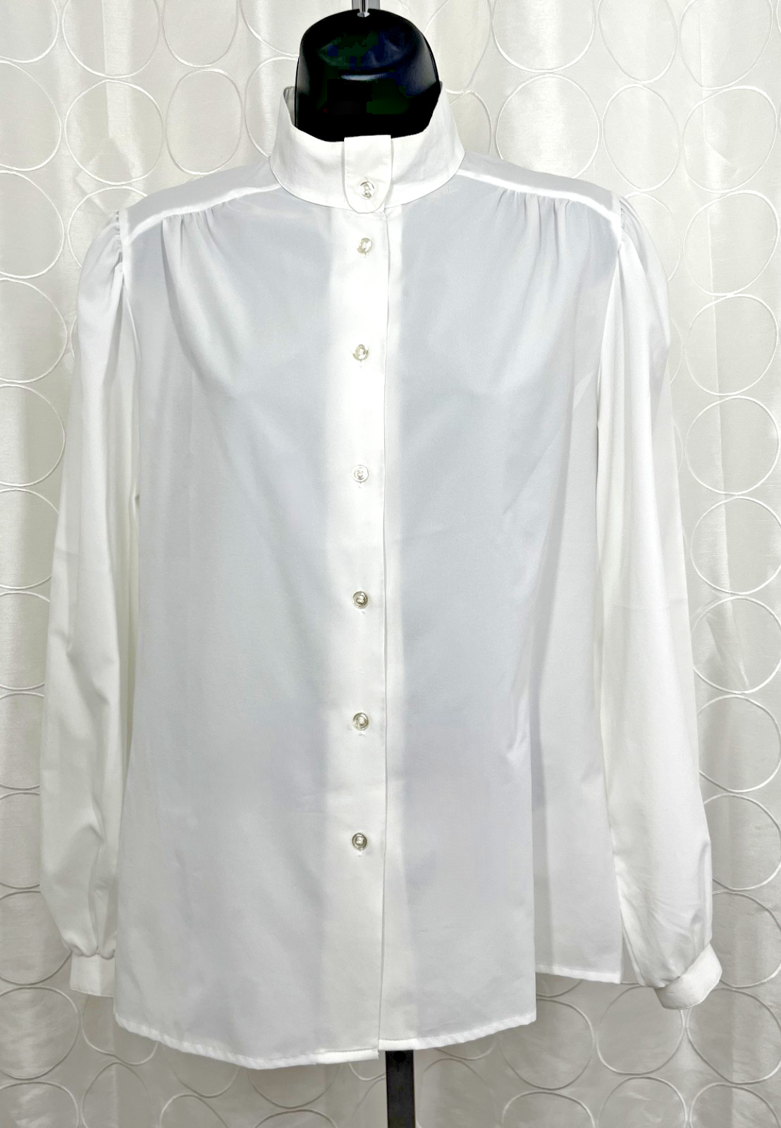 VTG Lady Arrow Mistique Sheer Lightweight Mandarin Collar Lng Slv Button Up MED