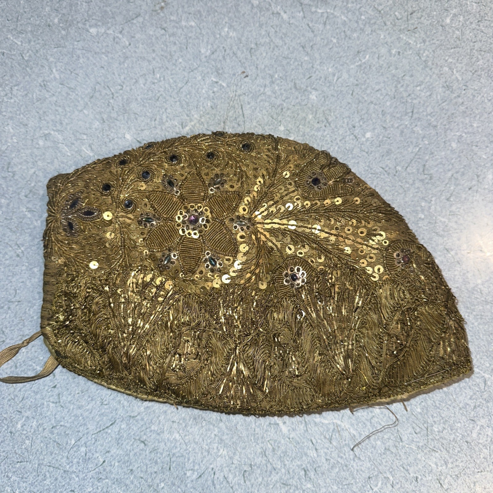 Antique 18th Century Fine Woman’s Hat Coif Gold Floral Designs European Beaded