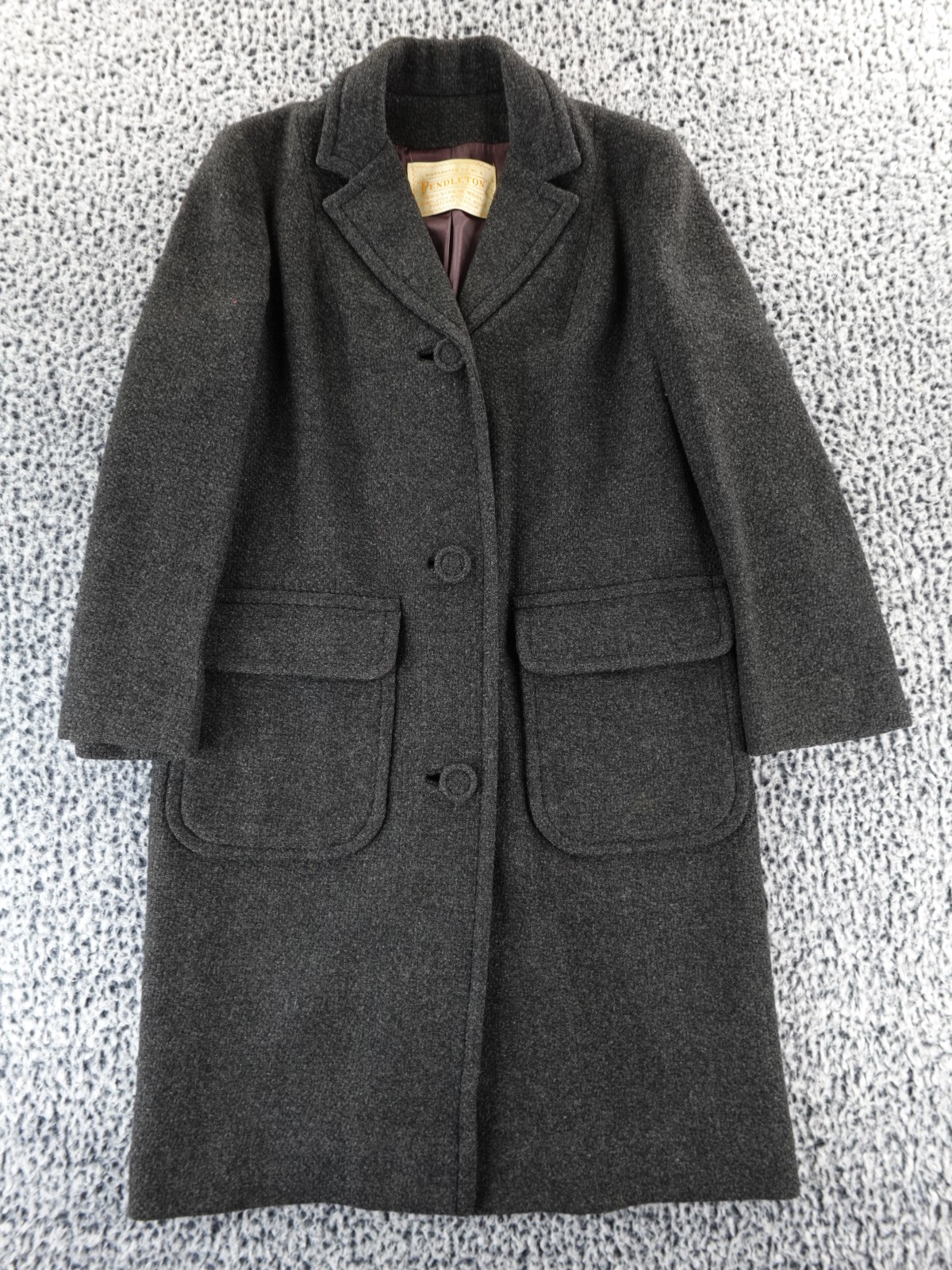 Vintage 1950s Pendleton 100% Virgin Wool Charcoal Gray Town Coat Women’s Sz M