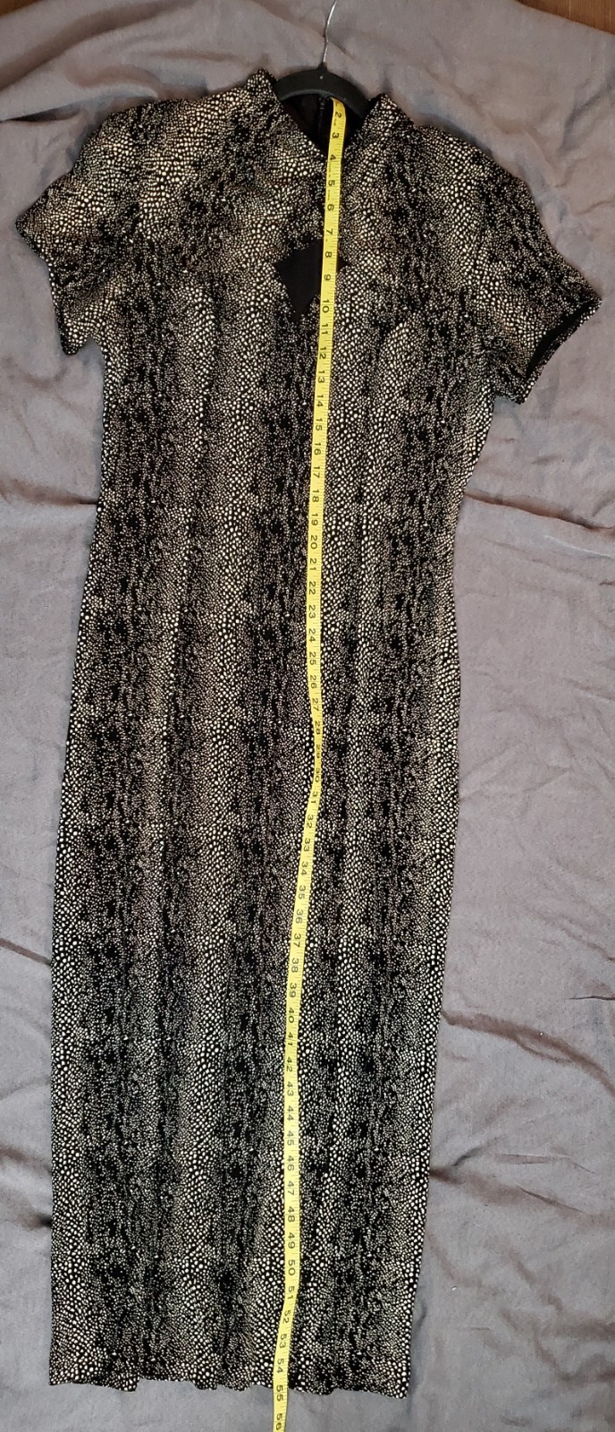 JOSEPH RIBKOFF Vintage Dress SIZE 12 black velvet stretch glitter 90s Y2K