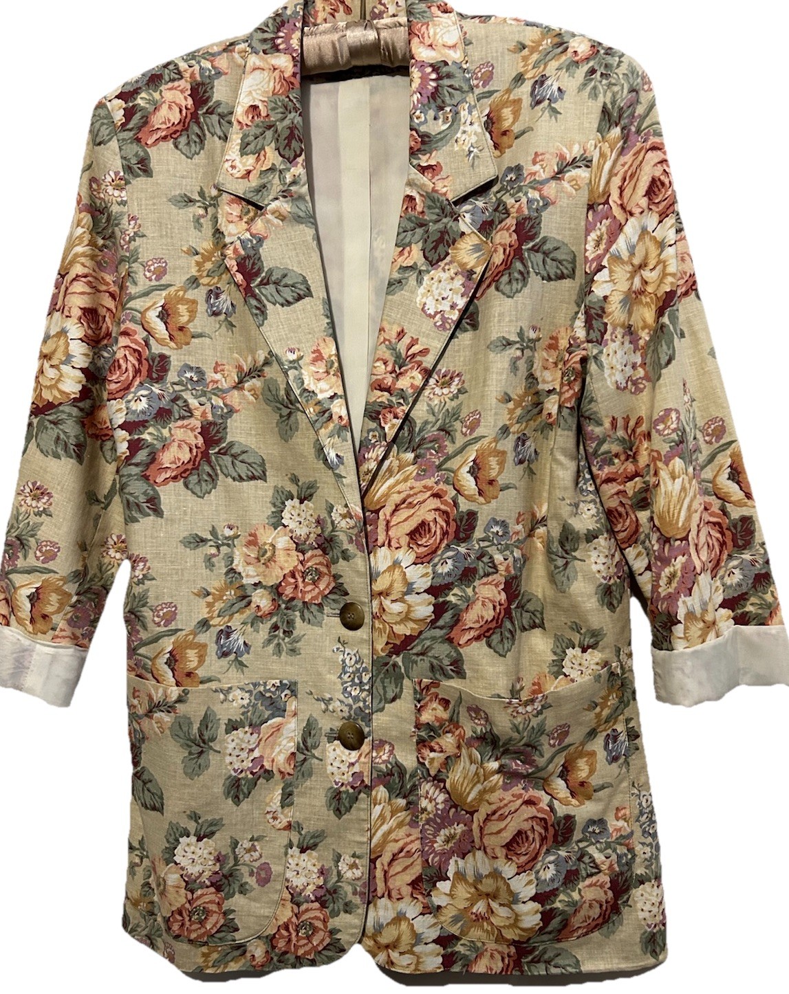 Bushwhacker Blazer Jacket M 80s Floral Breakfast Club Coquette Rolled Sleeve VTG