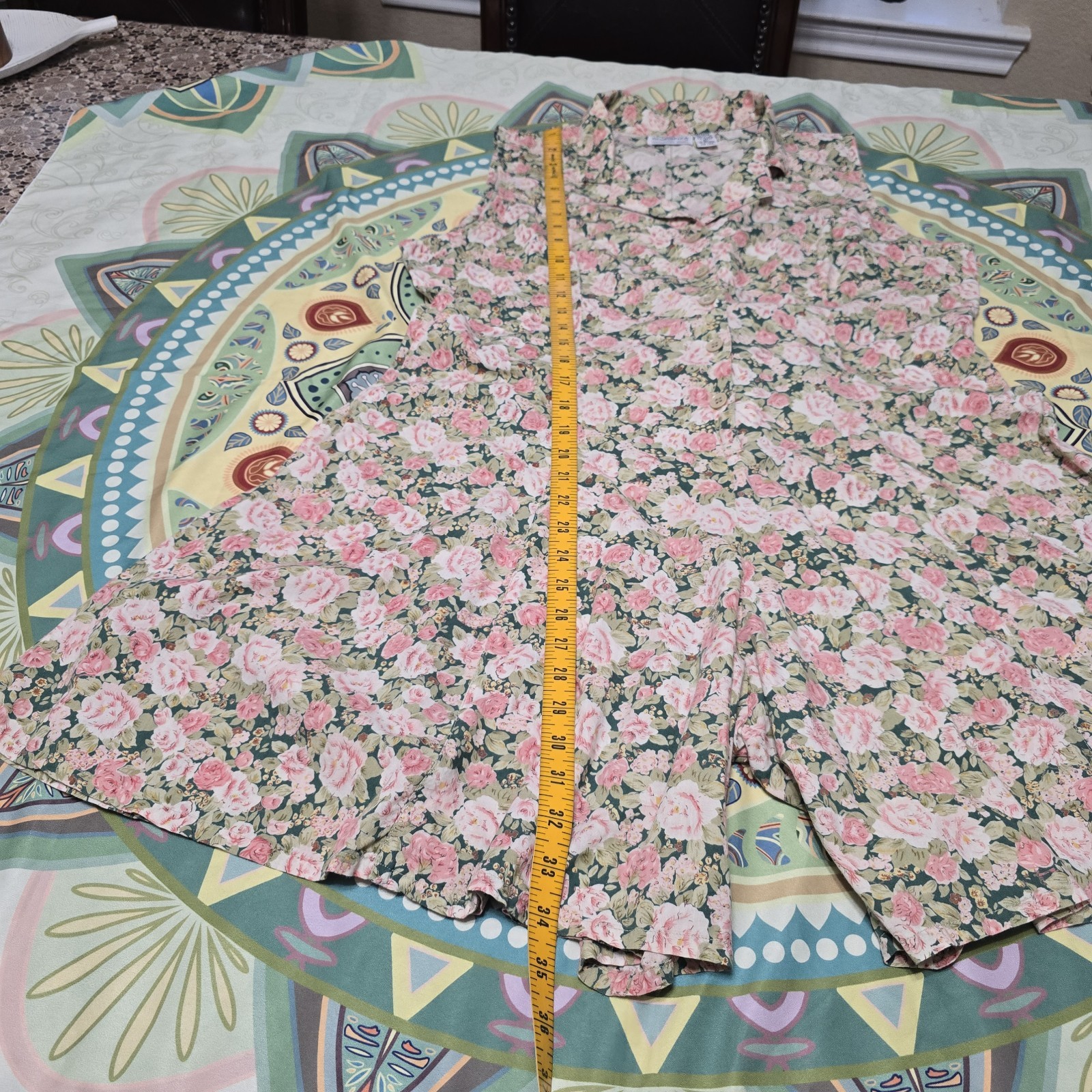 Sostanza Floral Sleeveless Playsuit Large Pink Green Cream Rayon Cotton