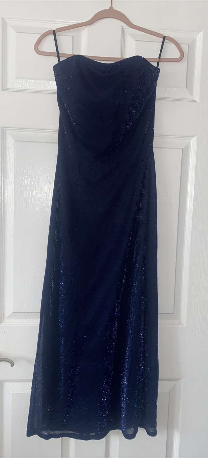jessica mcclintock gunne sax metalic lurex blue strapless dess size 5 vintage