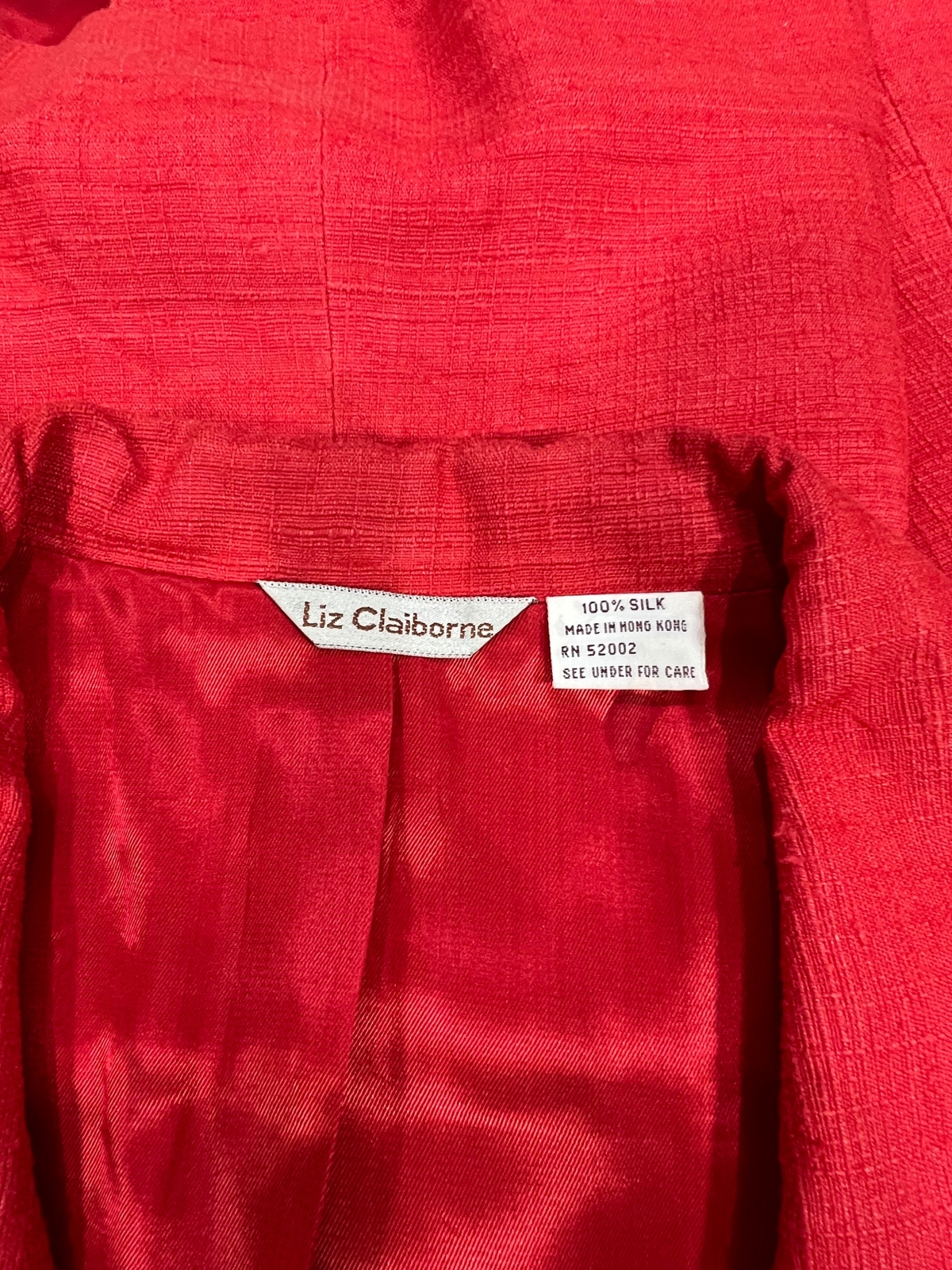 Vintage Liz Claiborne Red Silk Double Breasted Blazer Size 14 See Measurements