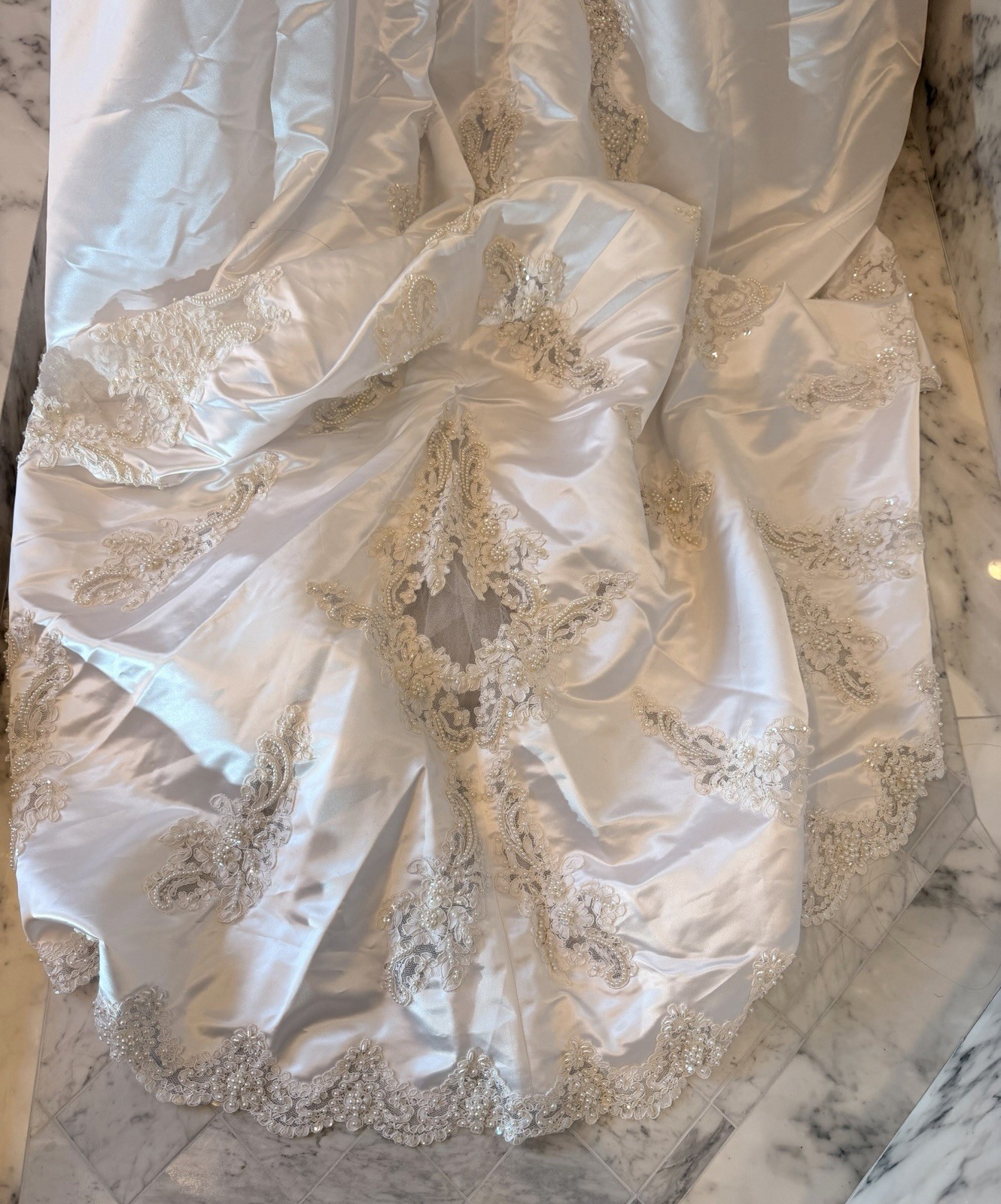 My Fair Lady Wedding Dress Size 12 Ivory Beaded Lace Cathedral Train Bridal Gown