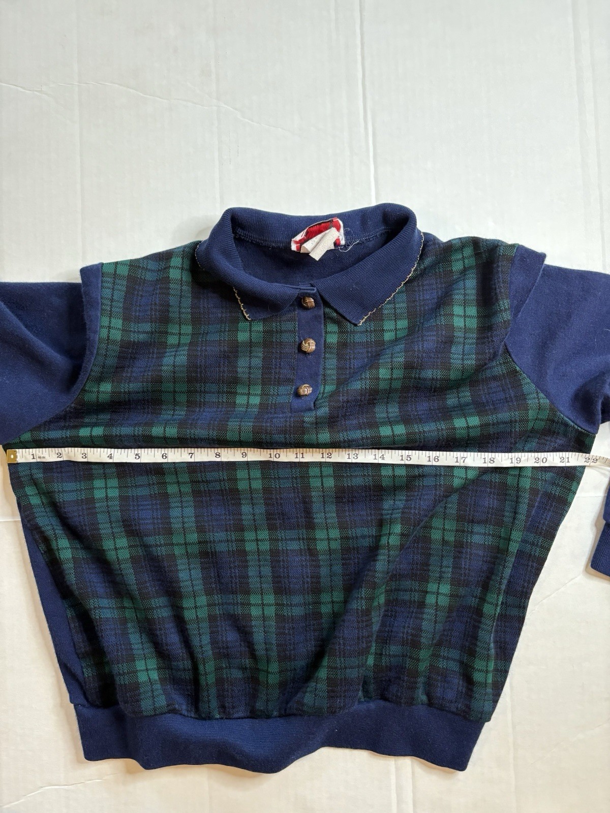 VTG American Collection Cricket Plaid Cape Cod Granny Tartan Knit Top Med/Lg