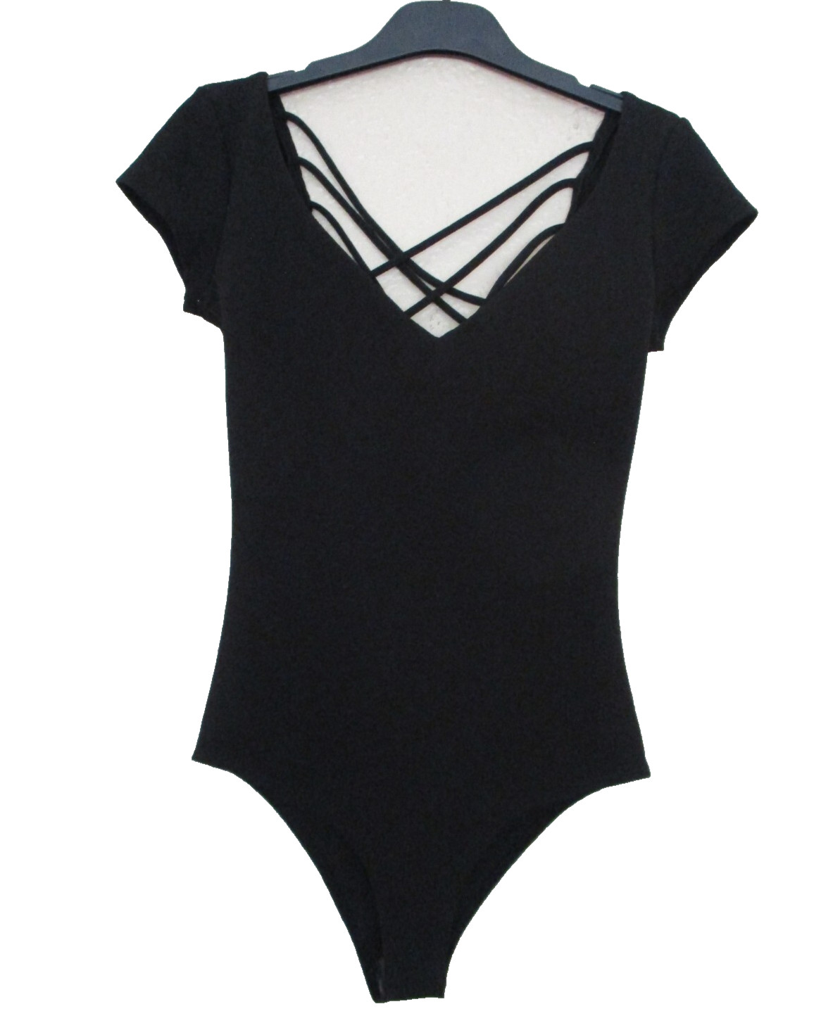 Vintage 90s Charlotte Russe Low Back Bodysuit XS Women Black Stretch