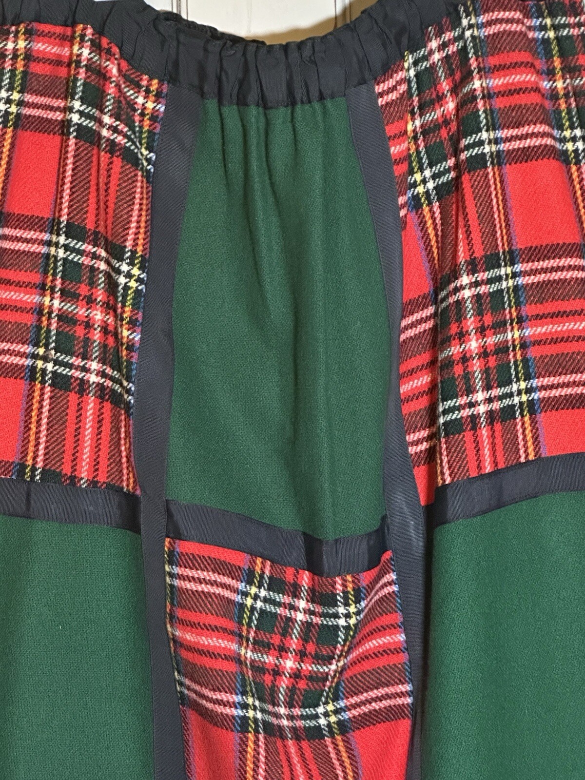 Mr Hank Women’s L Vintage Maxi Skirt Patchwork Red Plaid Holiday Cottage-core