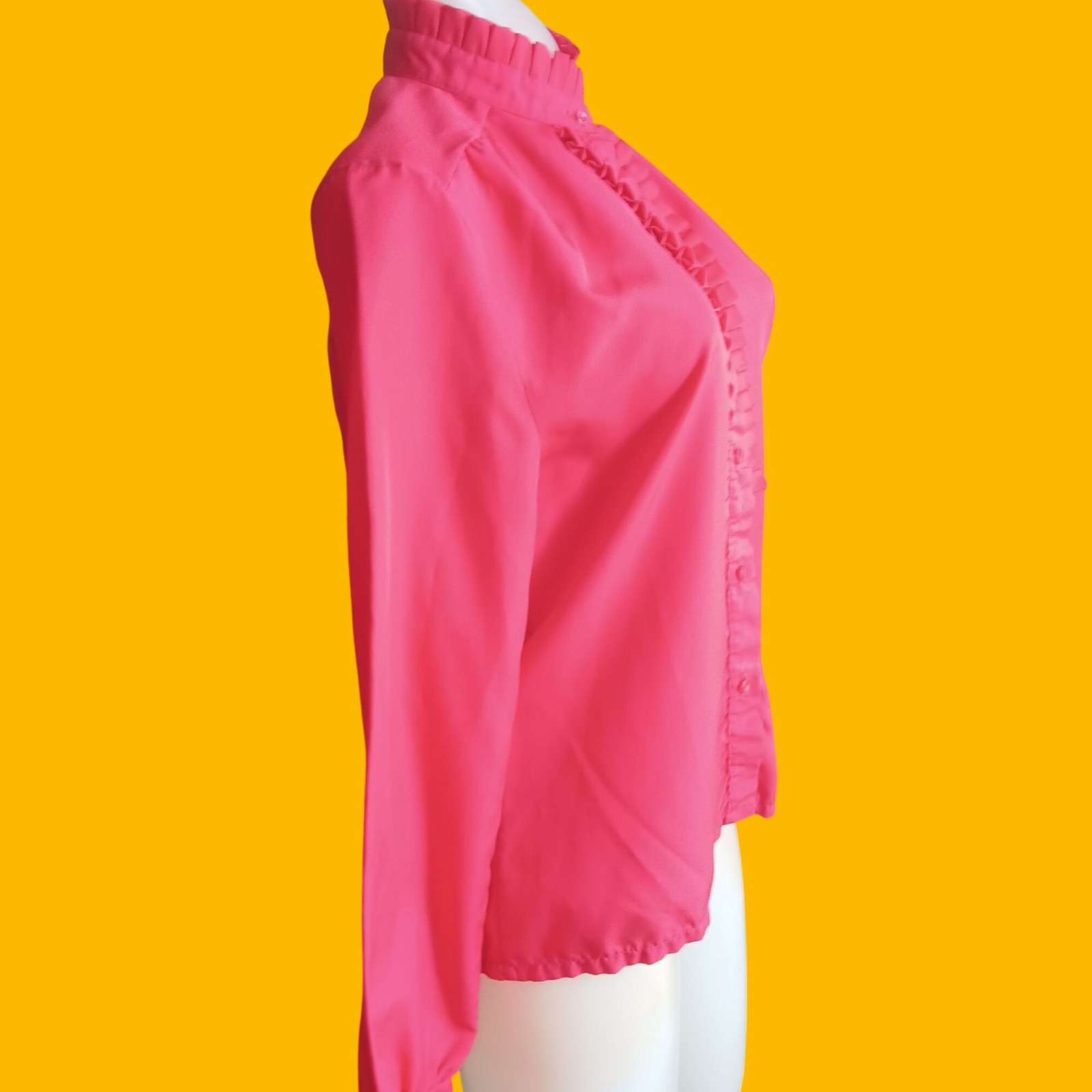 True Vintage Small Ruffle Top 1980’s Alice Stuart Blouse High Neck Secretary