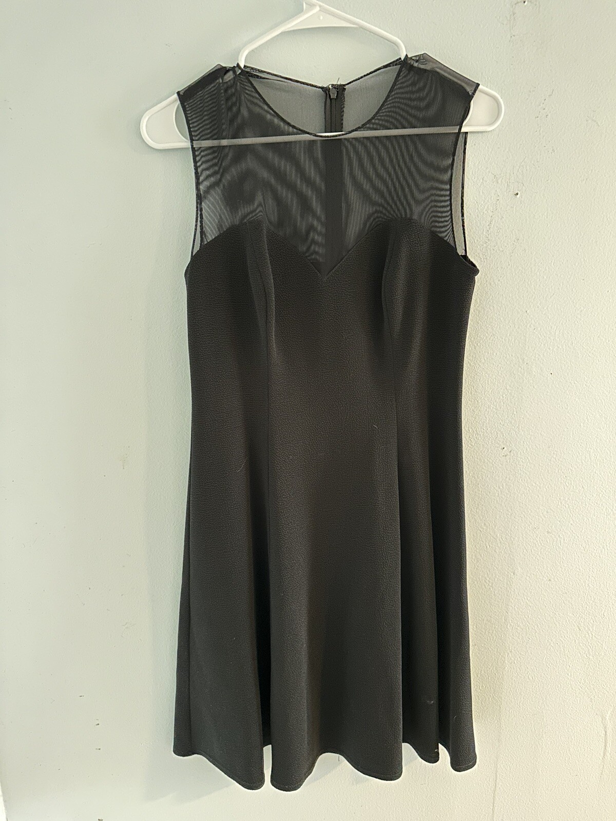 Vintage Black Mini Dress Sheer Neckline Sleeveless Witchy Hampton Nites Size 10