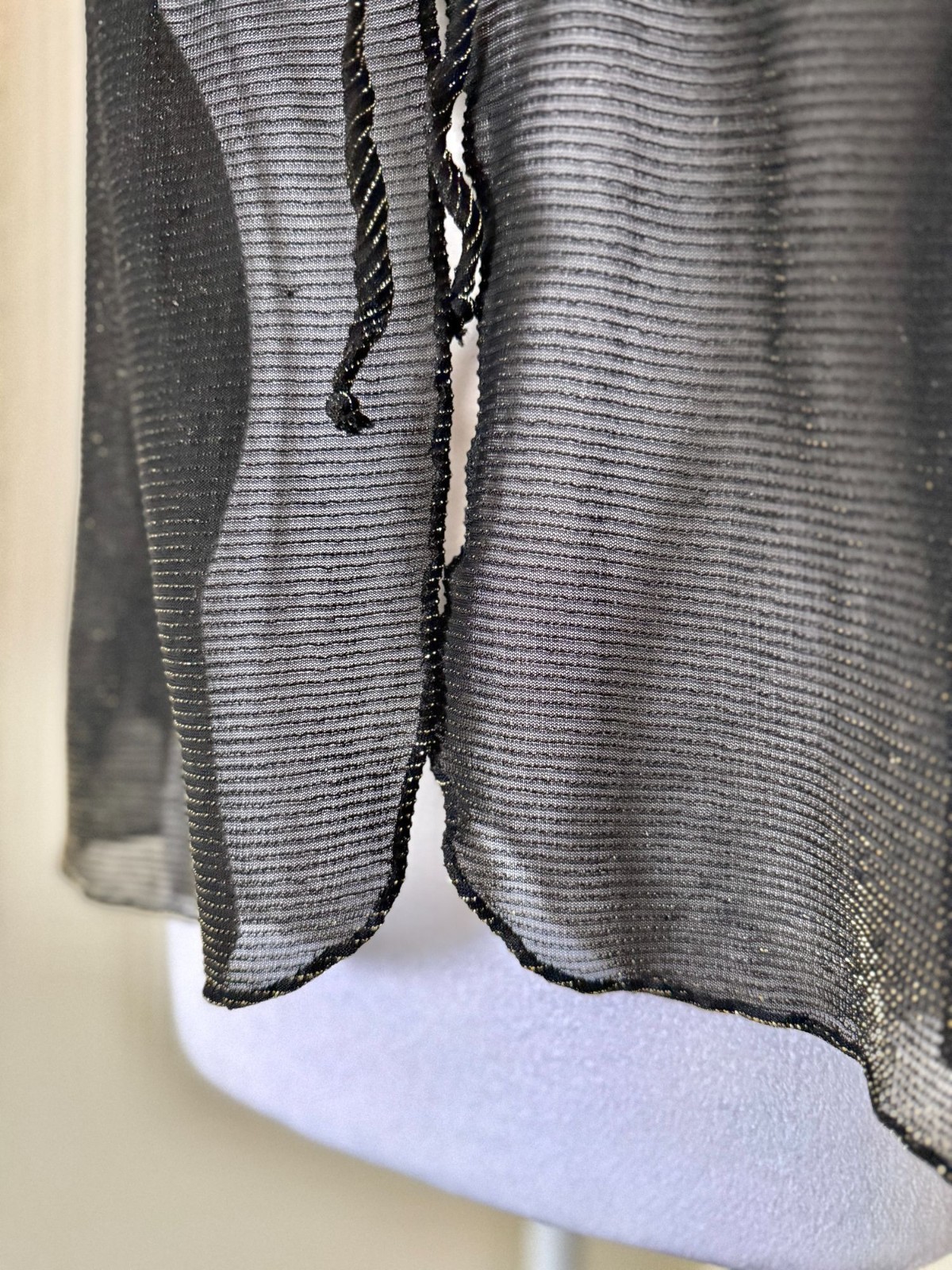 Vintage 1970s Black And Gold Sheer Blouse Top