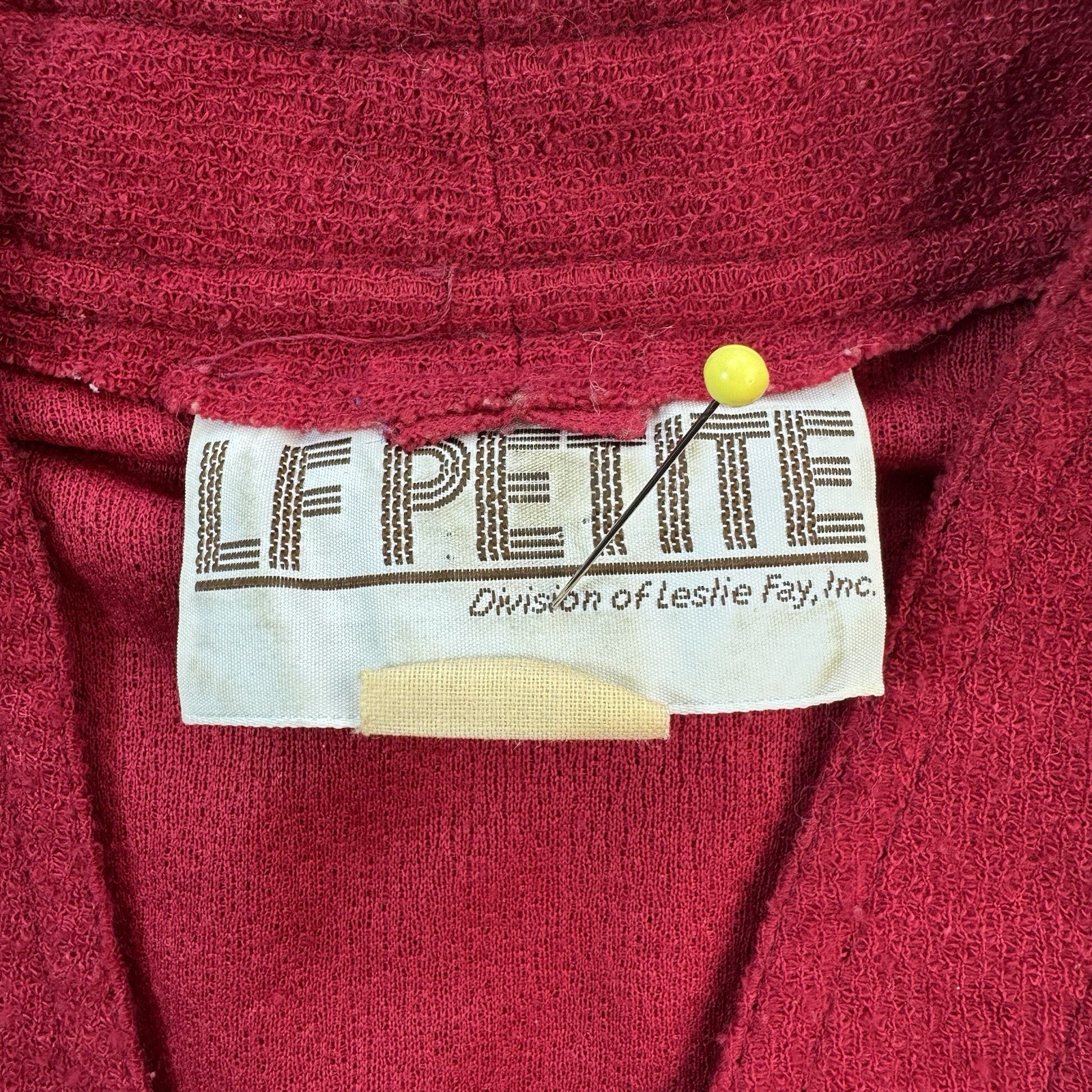 LF Petite Leslie Faye Vintage Red Dress Lightweight Terry Cloth V-Neck USA