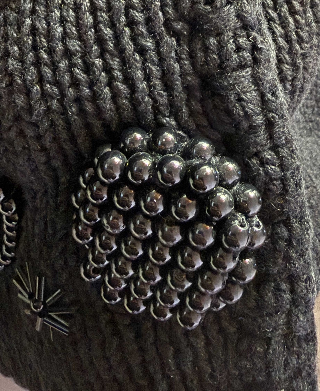 Vintage 1980s Jackie Chalkley, DC Black Knit Beaded Evening Jacket B022