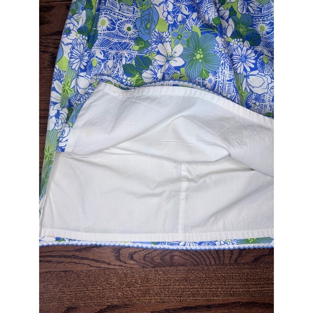 Talbots Floral Midi Dress Blue Green Size 8 Spring Wedding Guest