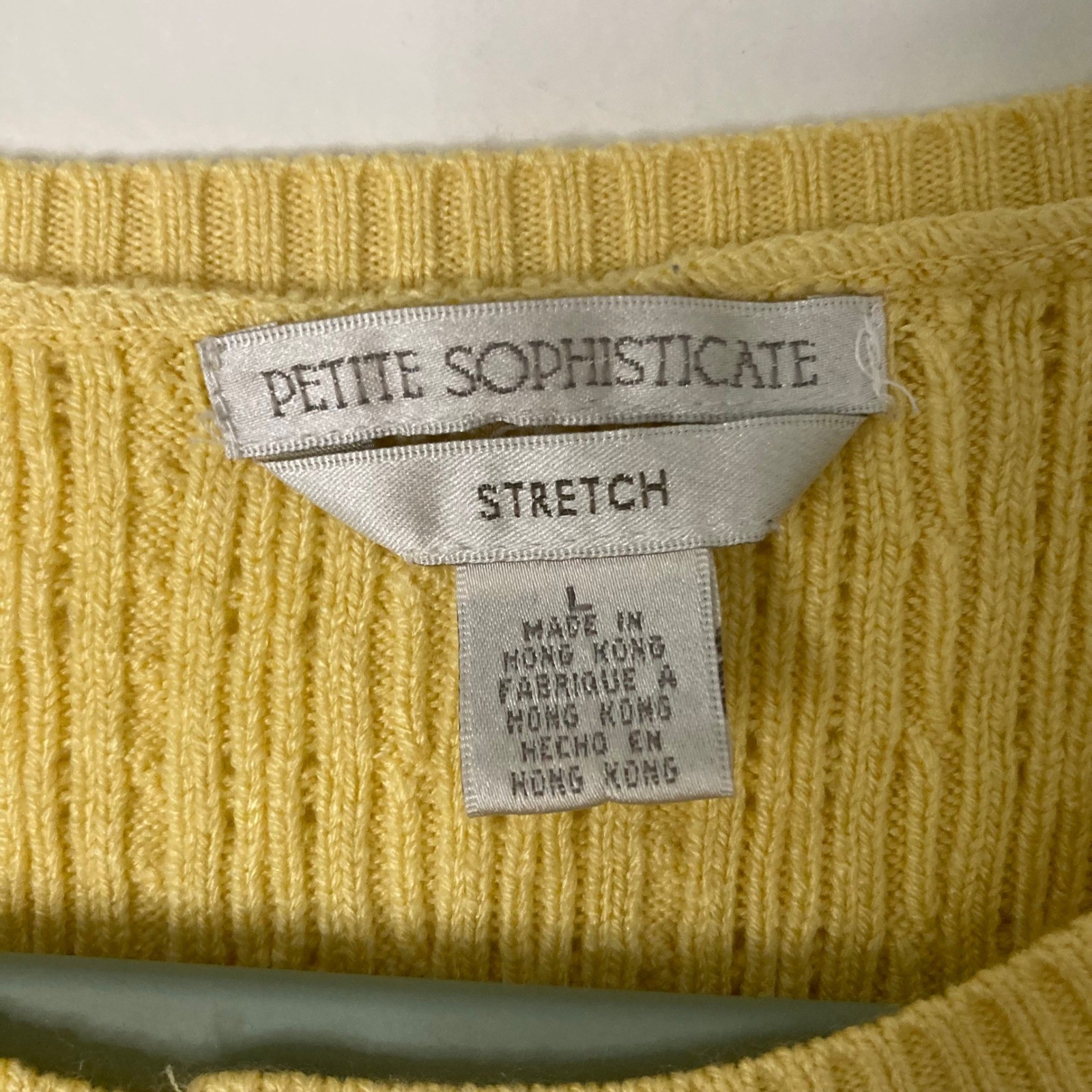 Vintage Petite Sophisticate Yellow Cable Knit Cardigan Sweater Coastal Large