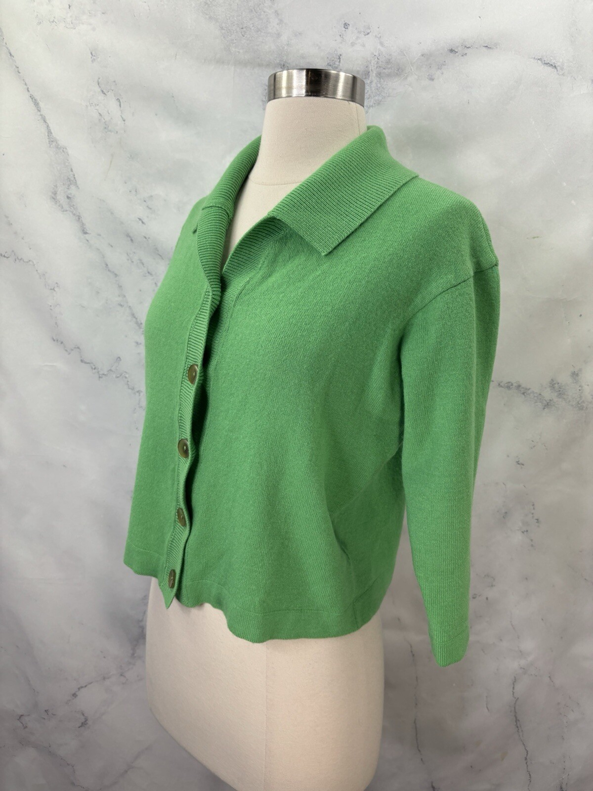 Vintage Jantzen 50s Wool Knit Cardigan Sweater 38 M USA Green 1950s Betty Paige