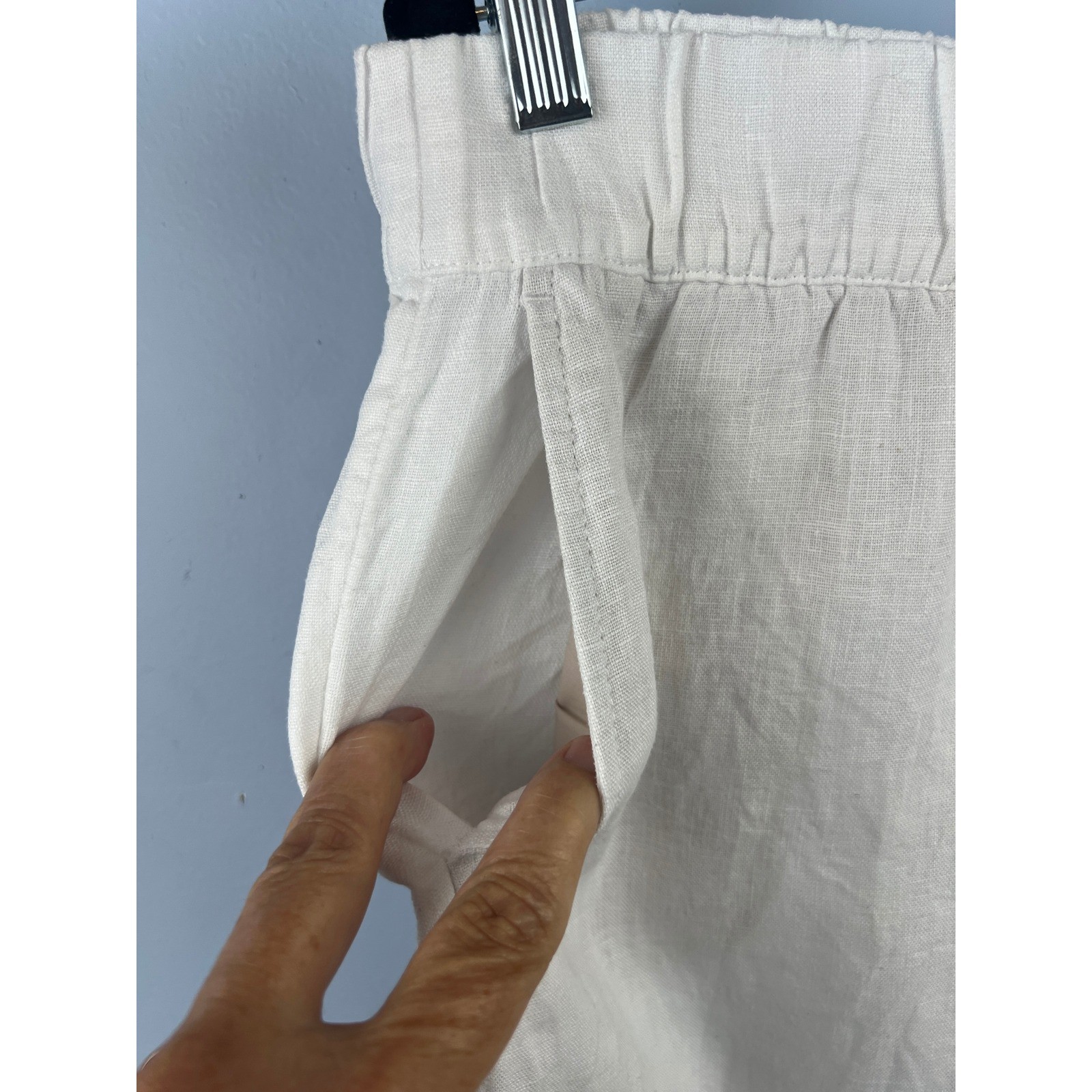 J. Jill Love Linen White Wide Leg Pullon Crop Pants SZ L Coastal Grandma