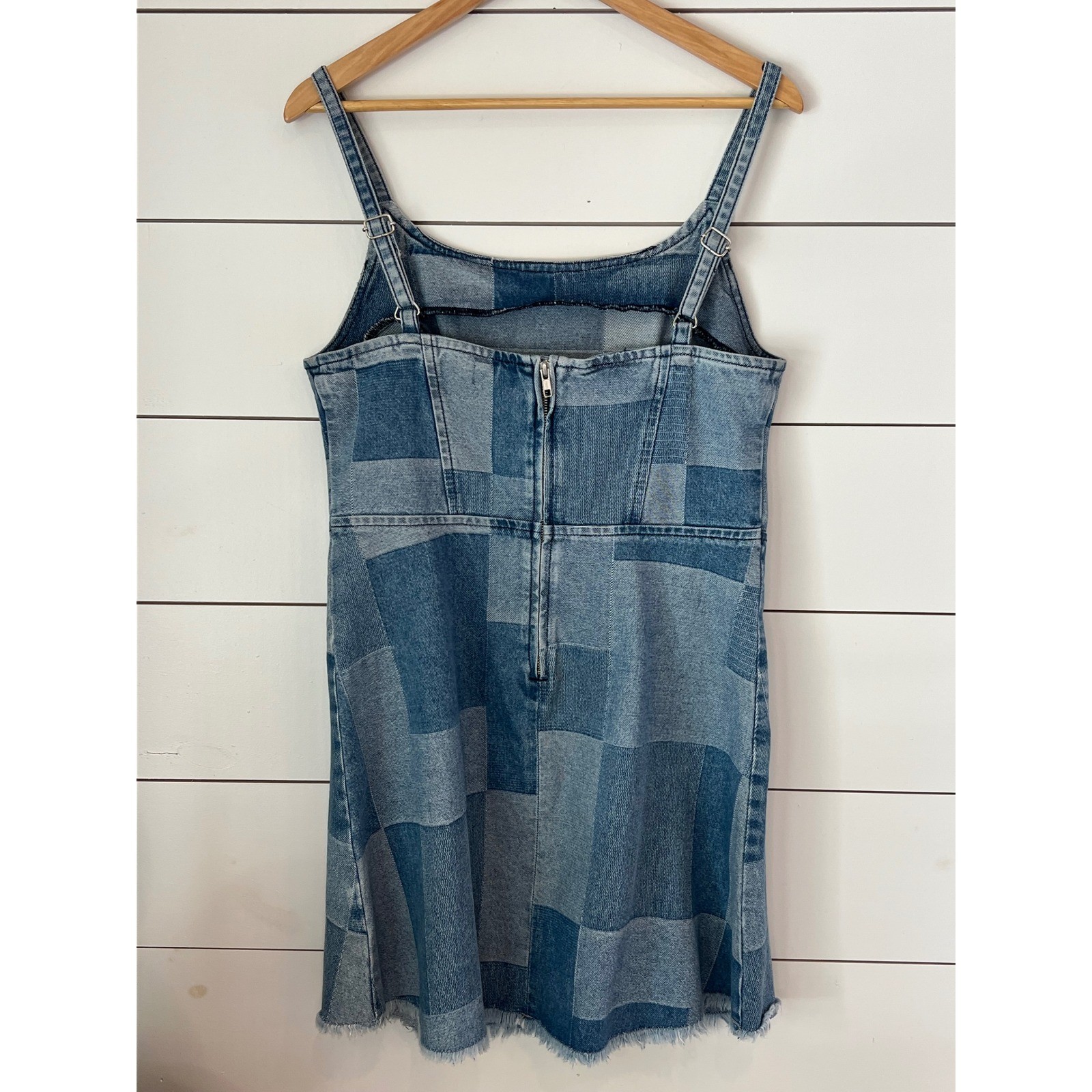 Patchwork Denim Mini Dress / western y2k indie sleaze 100%cotton