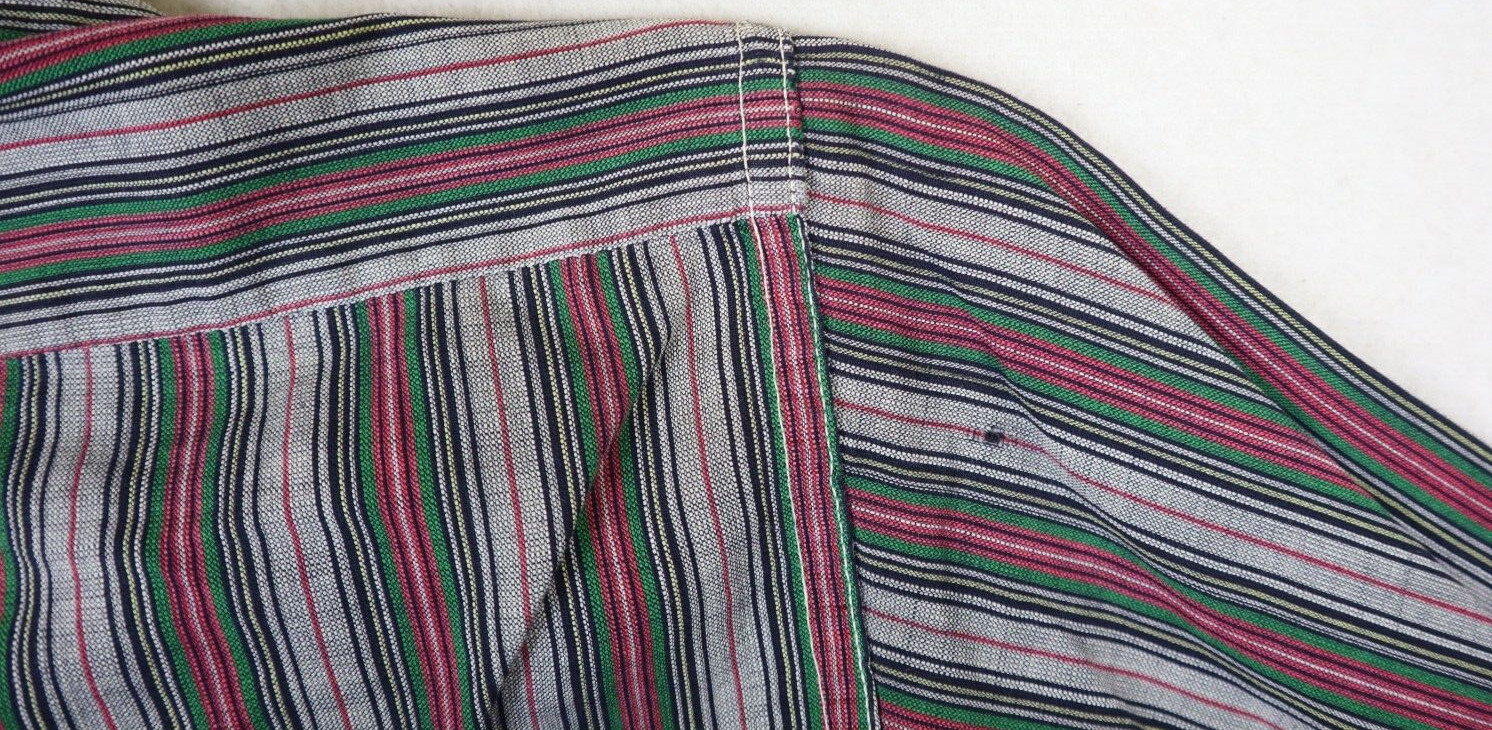 Vintage Women’s Top Size S Gray Green Red Striped 3/4 Sleeve Button-Up Shirt