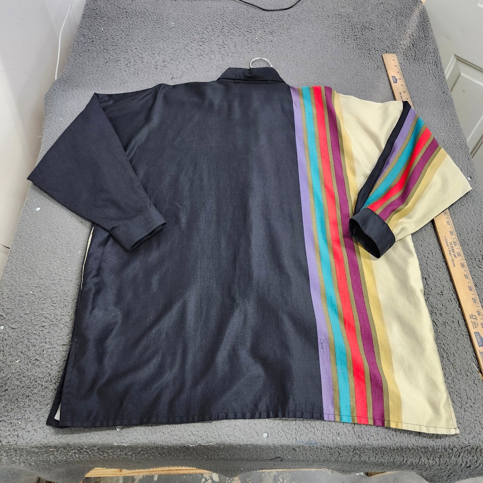 Penthouse Gallery Katherine Ogust Black Rainbow Stripe Tunic Shirt Large USA