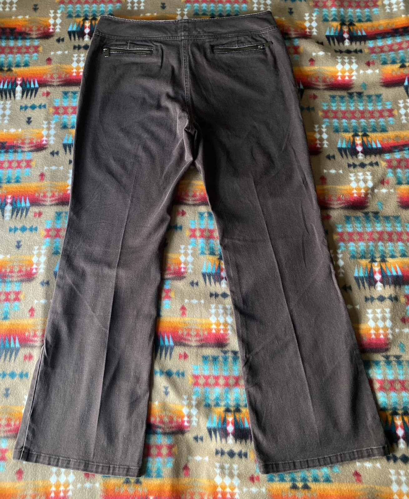 Michael Kors VTG Y2K Womens Flared Pant Size 14/28 Brown Low Rise Stretch Casual