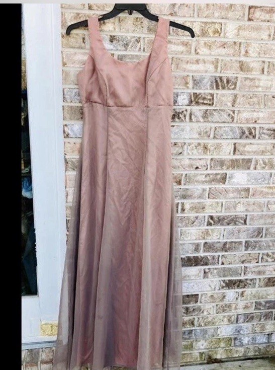 Vintage 90s Brown Grey Chiffon Champagne Formal Classic Glam Prom Gown