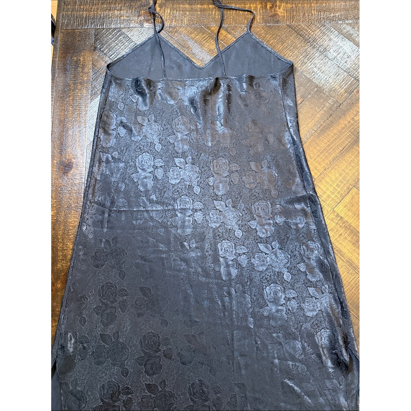 Vintage Romance Du Jour Black Jacquard Slip Dress L Y2K Goth Coquette