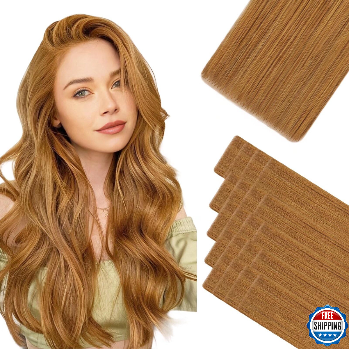 HOTBANANA Invisi Edge Tape in Hair Extensions Human Hair, 14inch 50g 20pcs Aubur