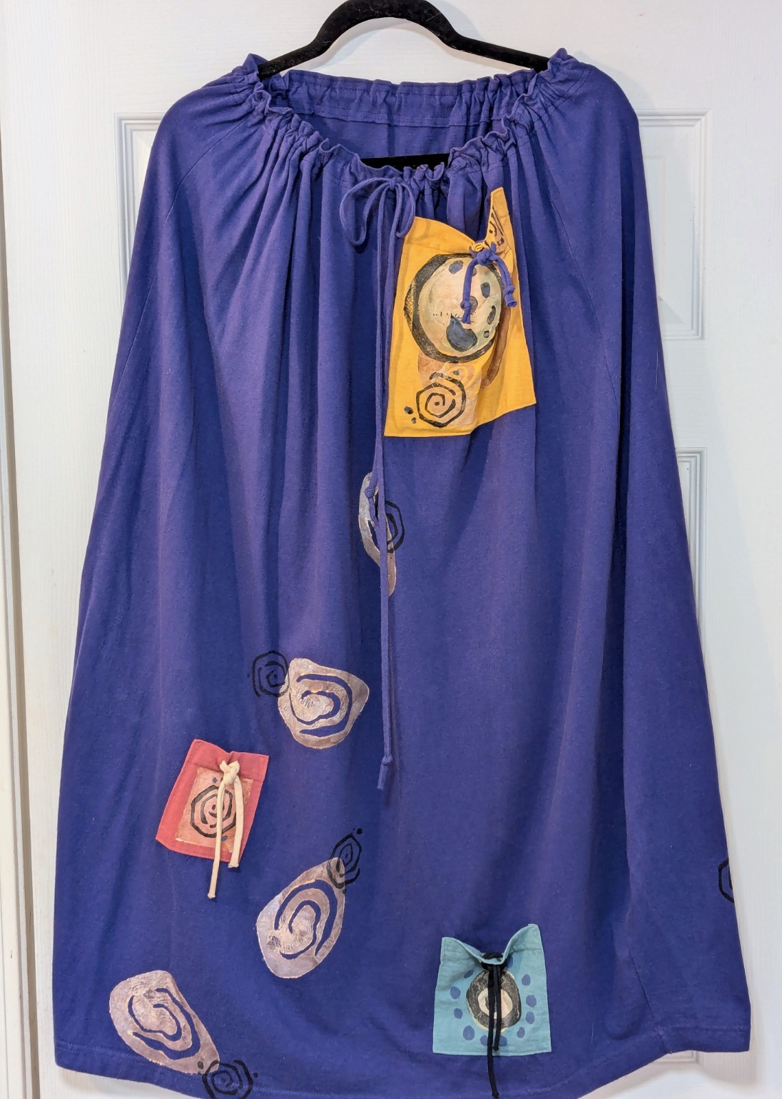 Vintage 1996 Blue Fish Hand-Printed Purple Skirt – Size XL