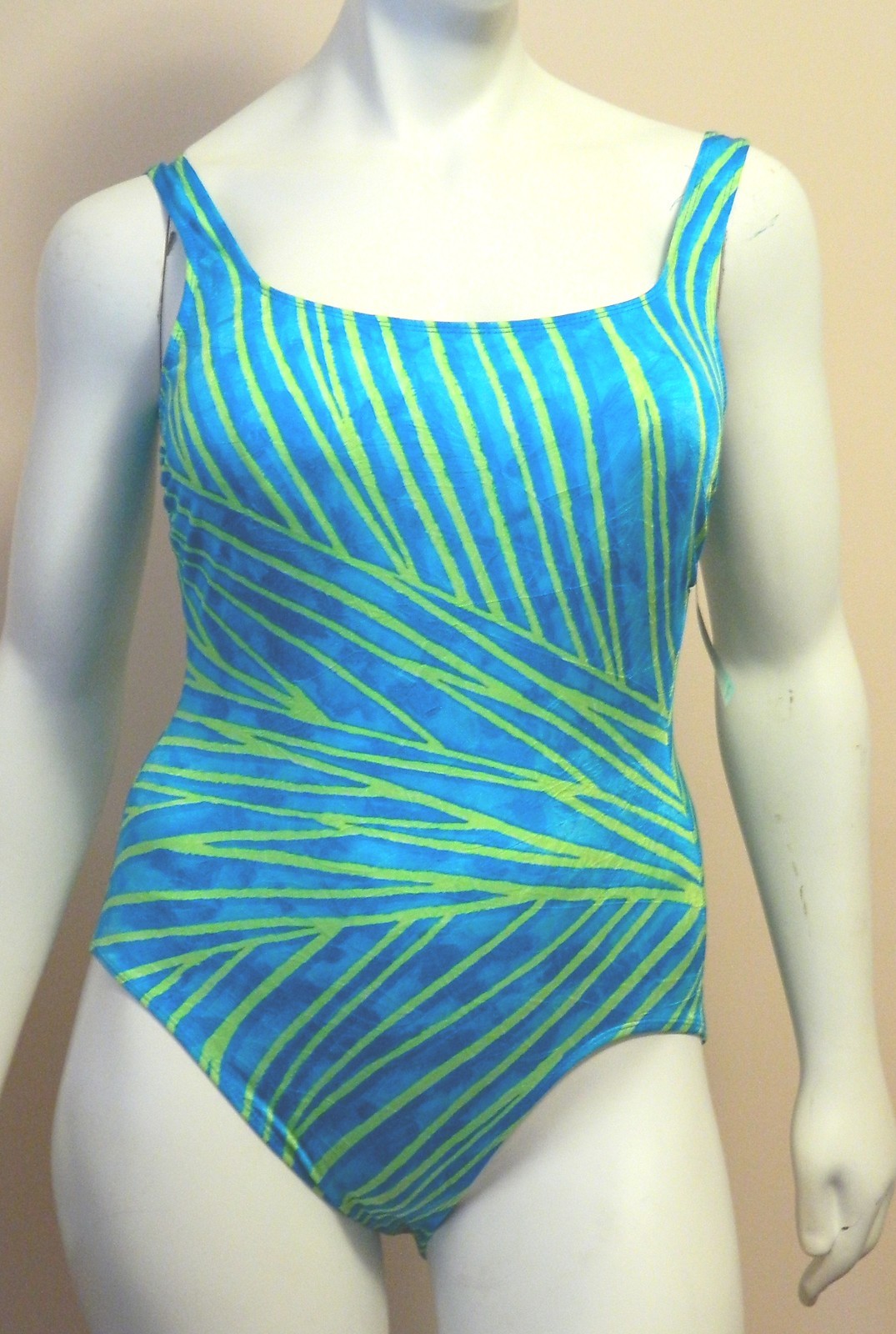 Cazimi Vintage Swimsuit One Piece Blue and Green Size 14 New With Tags
