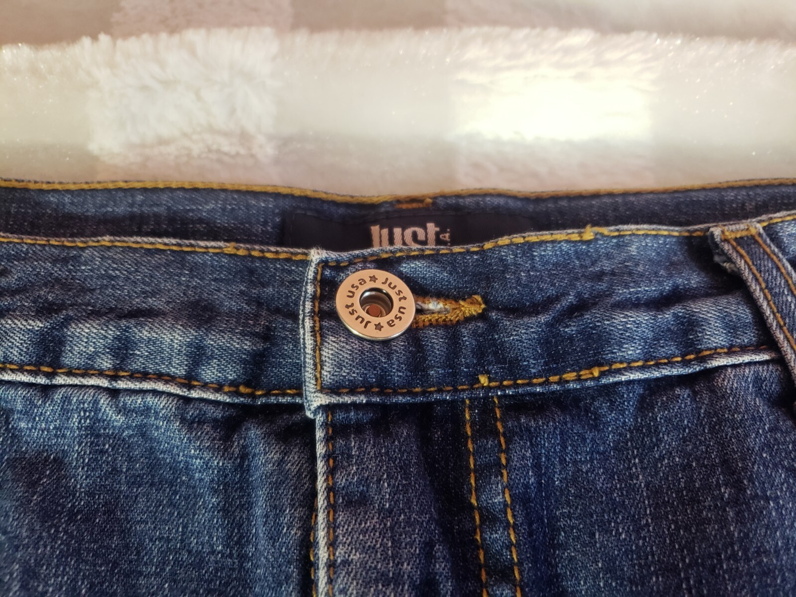 Vintage Just Jeans USA Denim Maxi Skirt Juniors Size 17 Blue Straight Front Slit