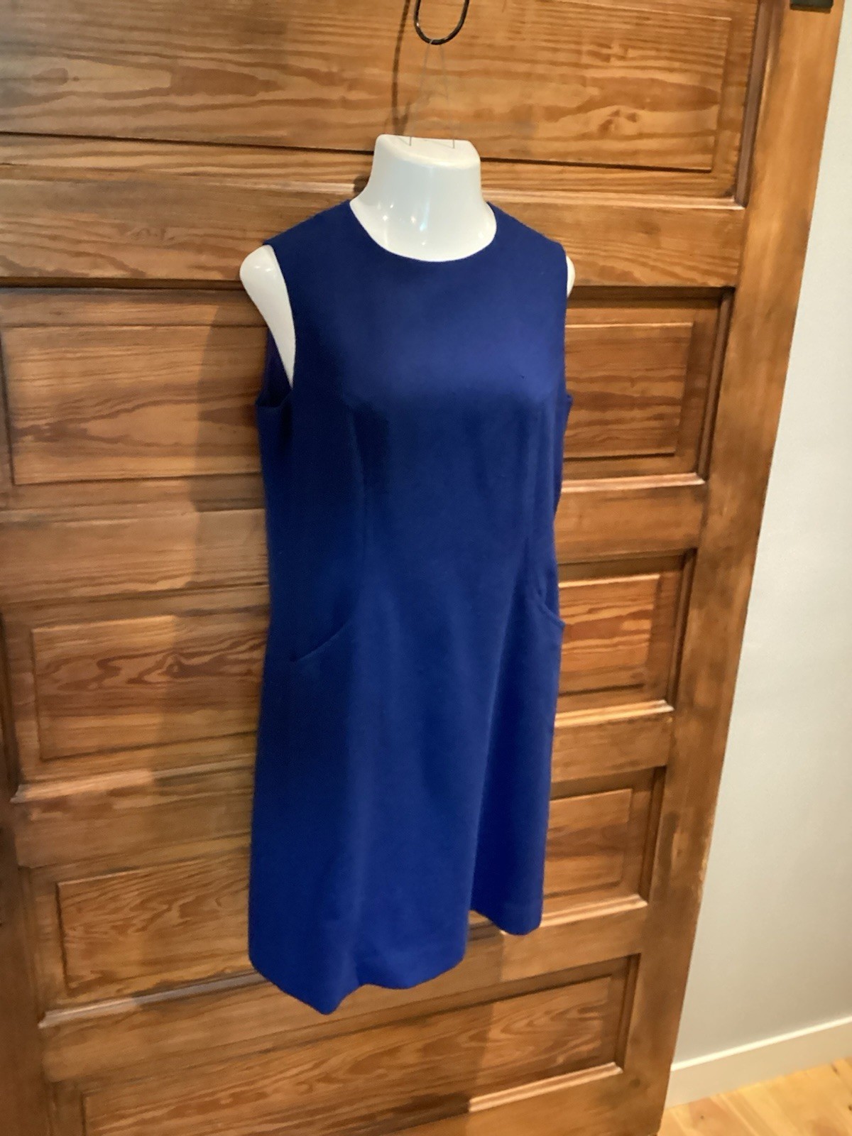 Vintage Majestic Blue Sleeveless Shift Dress Sz 18 Mod Gogo
