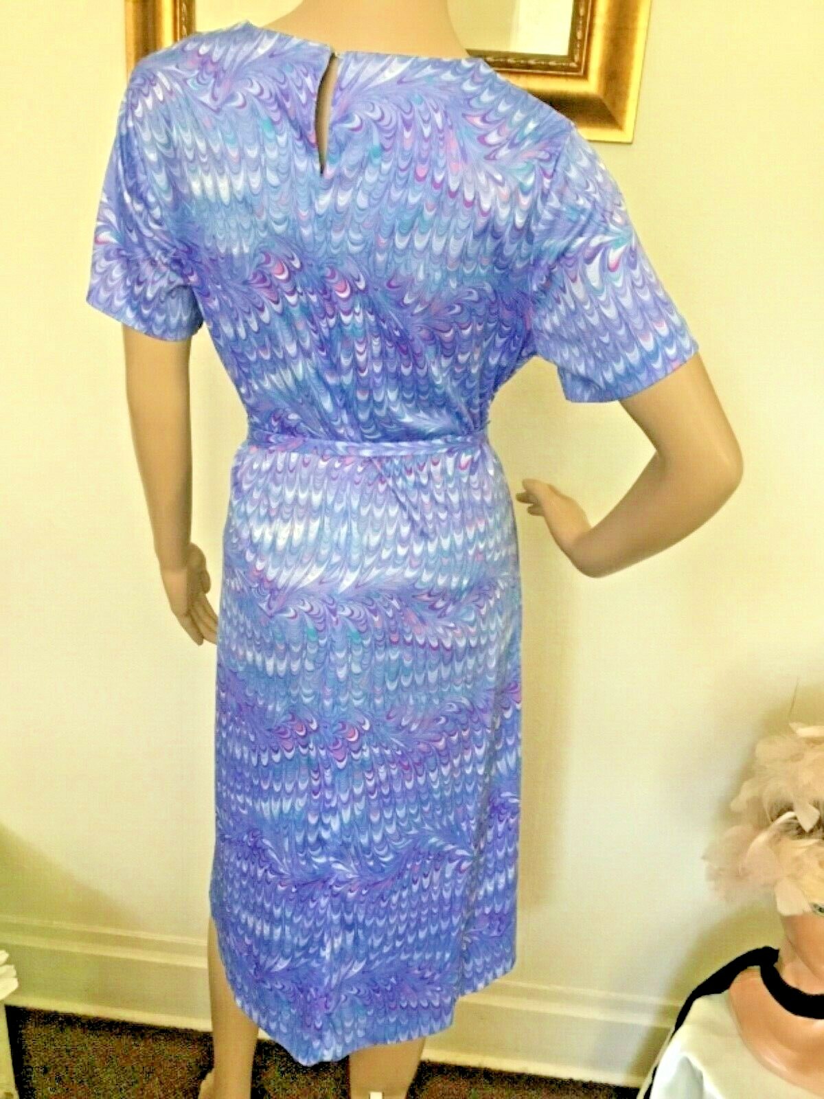 70’s Vintage Lavender Pink Psychedelic Splatter Shift Dress Jacket Set
