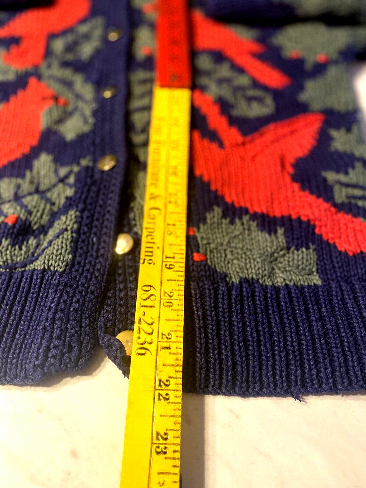 Vintage Orvis Sweater Cardigan Cardinals Brass Buttons Women Small Holiday