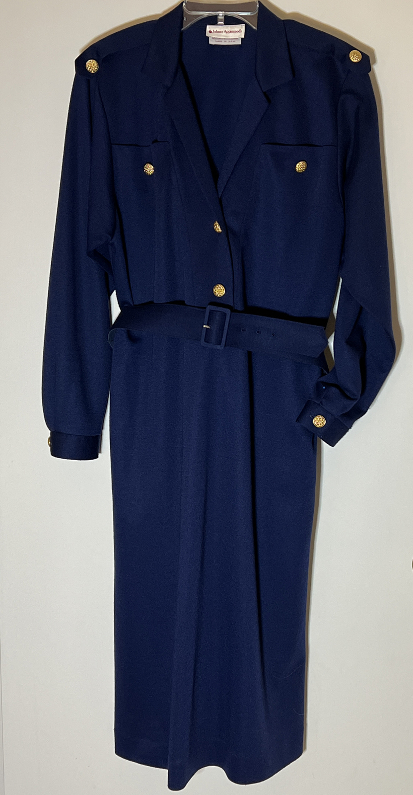 Johnny Appleseed Vintage Retro Shirtdress 2 button Open/Belt and Epaulets M