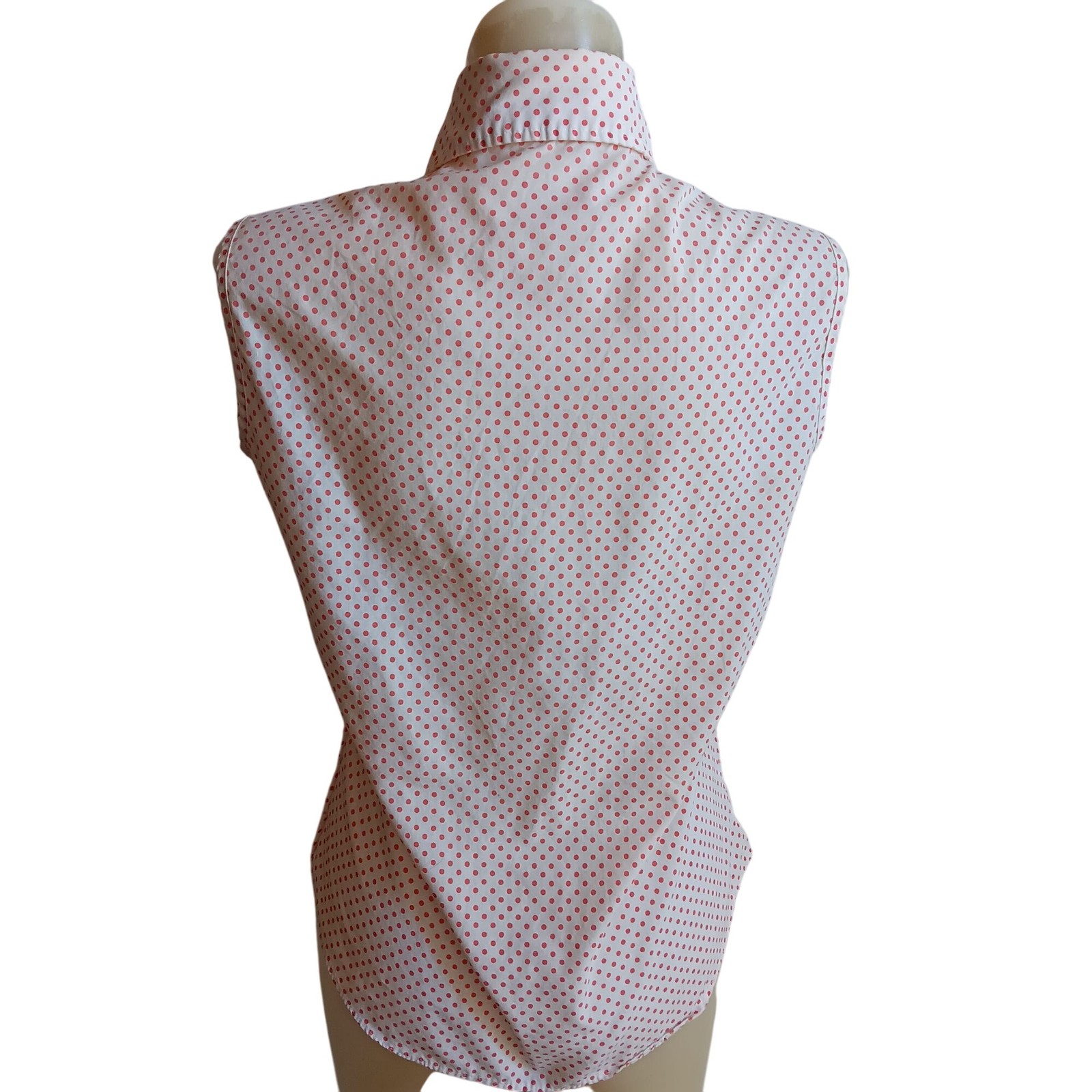 True Vintage Women’s Top Small 1960’s Mod Granny sz 34 White/Pink Polka Dot