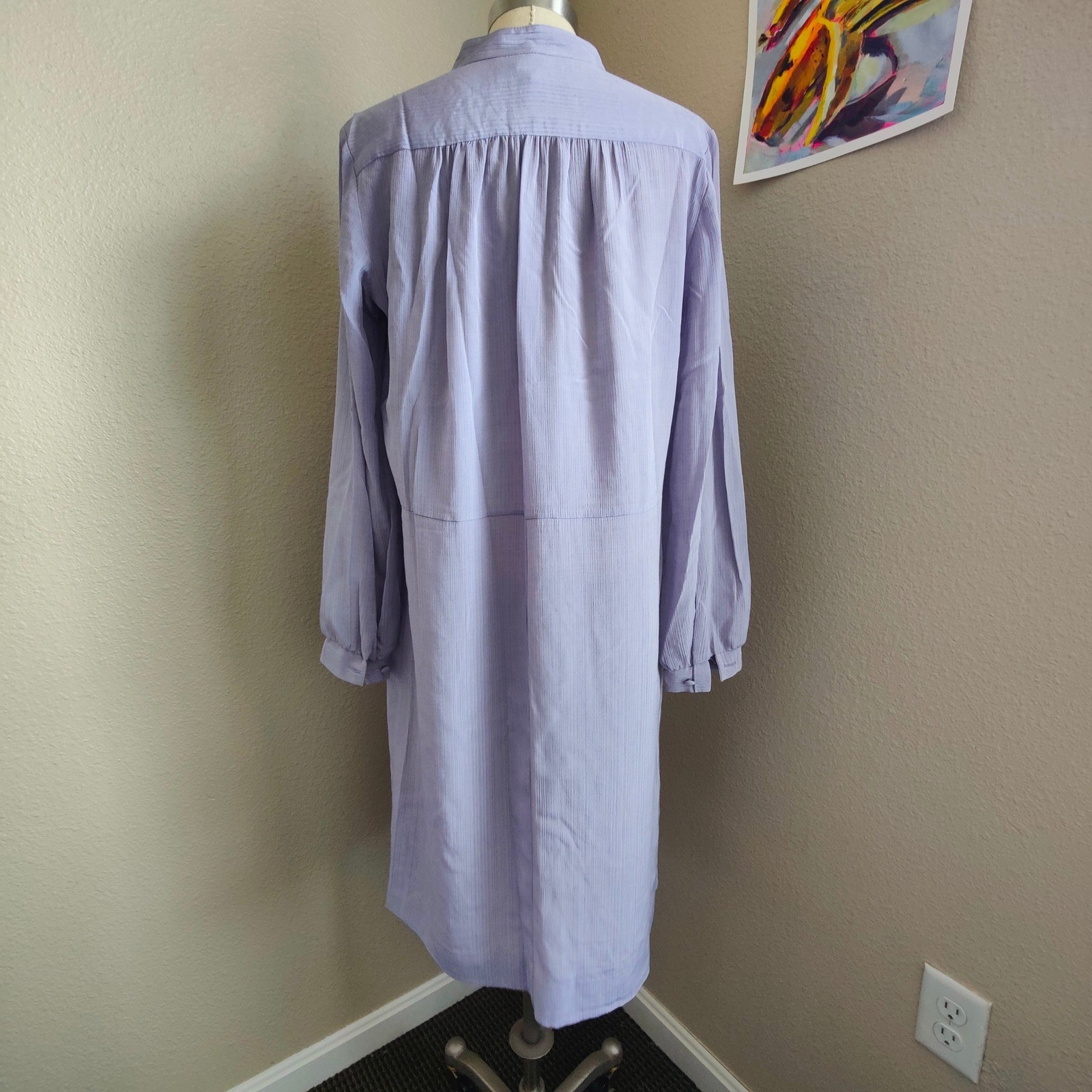 Vintage Malouf of Dallas 80s Retro Shift Dress Lilac USA L Mandarin Secretary